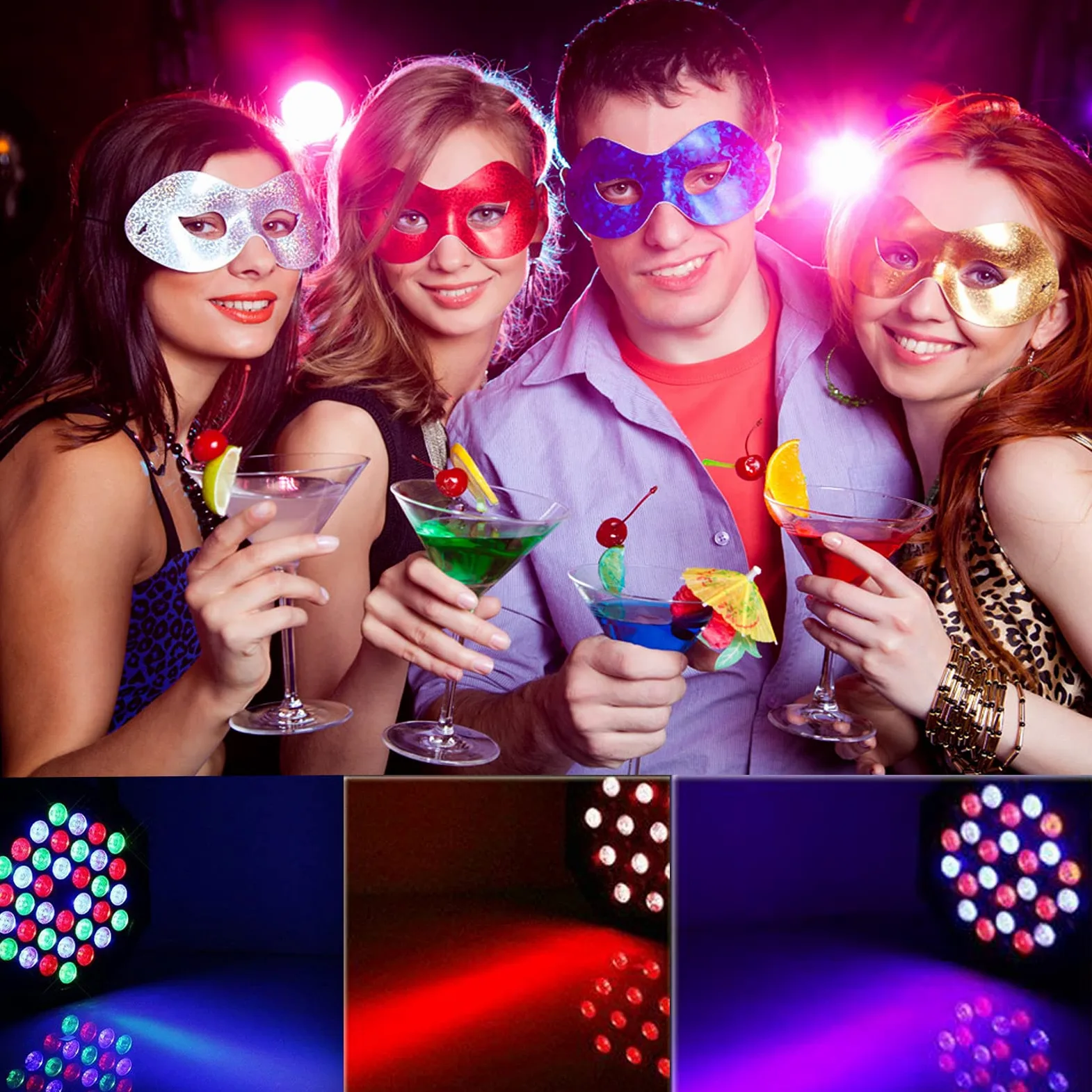 Luces Discoteca, 4PCS RGB Focos Par LED con 36 LED Luz de Escenario con Control DMX Activación de Sonido Iluminación de Escenarios para escenario Disco DJ KTV Fiesta Halloween Navidad
