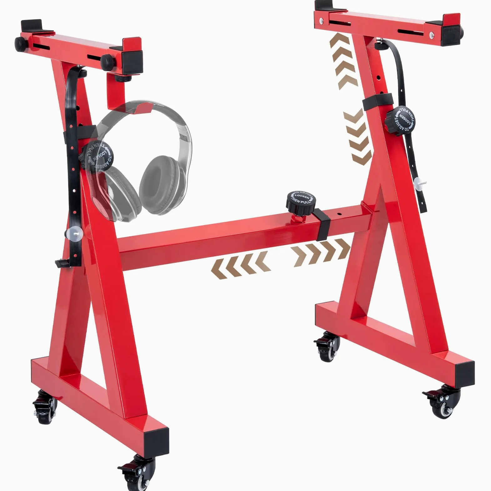 OUUTMEE Soporte para teclado, ruedas, soporte para teclado, forma Z, ajustable, con guía deslizante, fácil de usar (Z-Rojo)