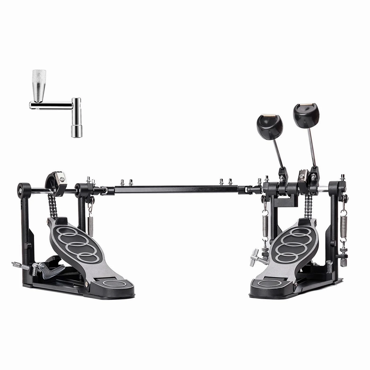 Doble pedal bombo，pedal de bombo doble con doble cadena, accesorios de percusión profesional (V-YQ09)