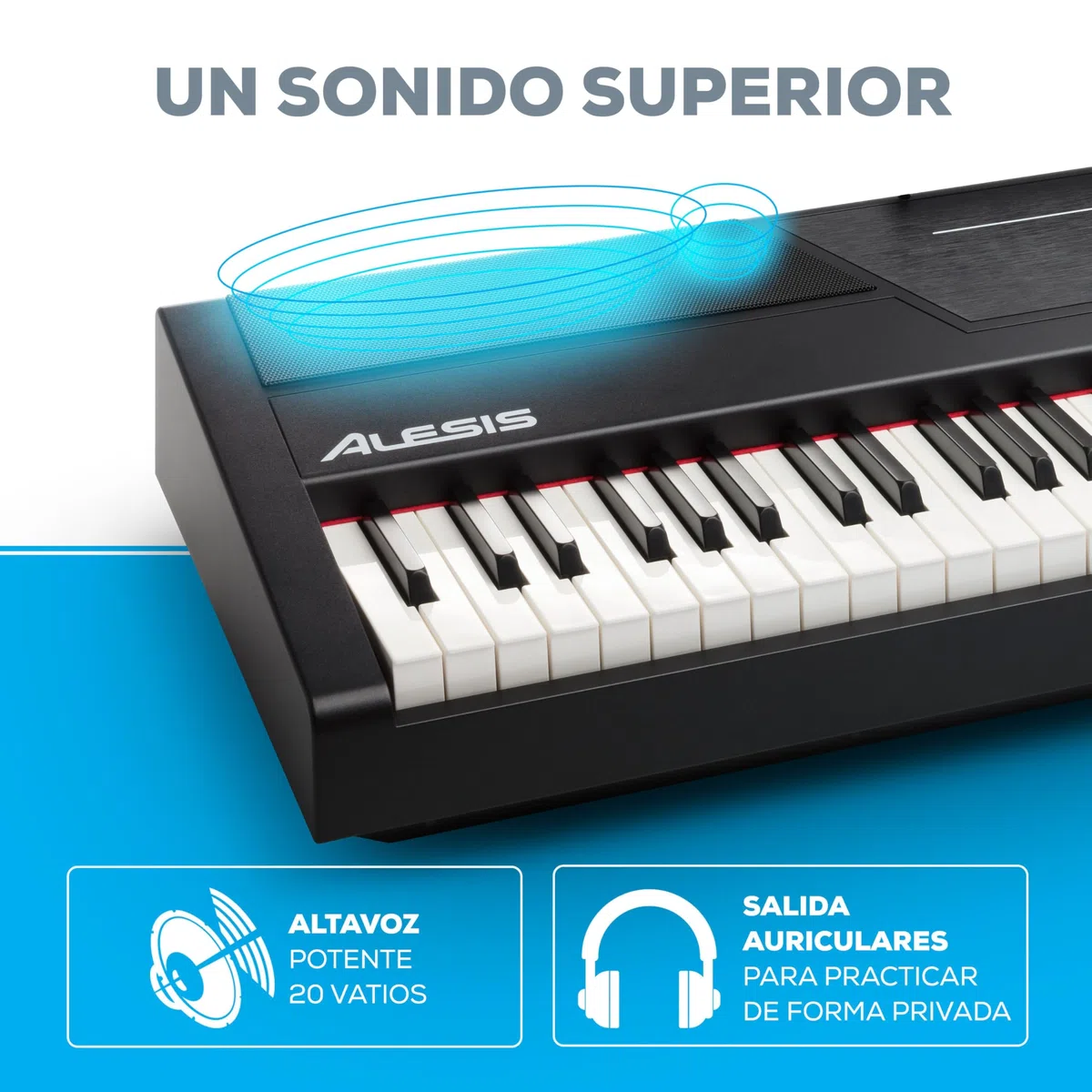 Alesis Recital Pro Piano Eléctrico 88 Teclas Contrapesadas con Altavoces, Lecciones de Piano, Metrónomo y 12 Kits de Sonidos