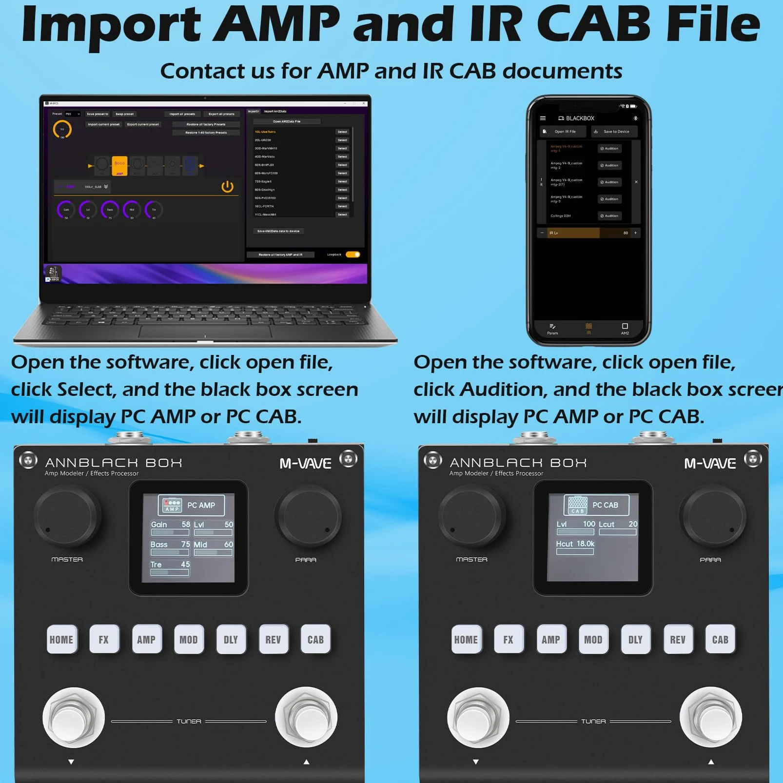 M-VAVE ANN Caja de Pedal Negra Multiefectos para Guitarra - 80 Presets Editables Con APP Crea Tus Parámetros Batería Integrada