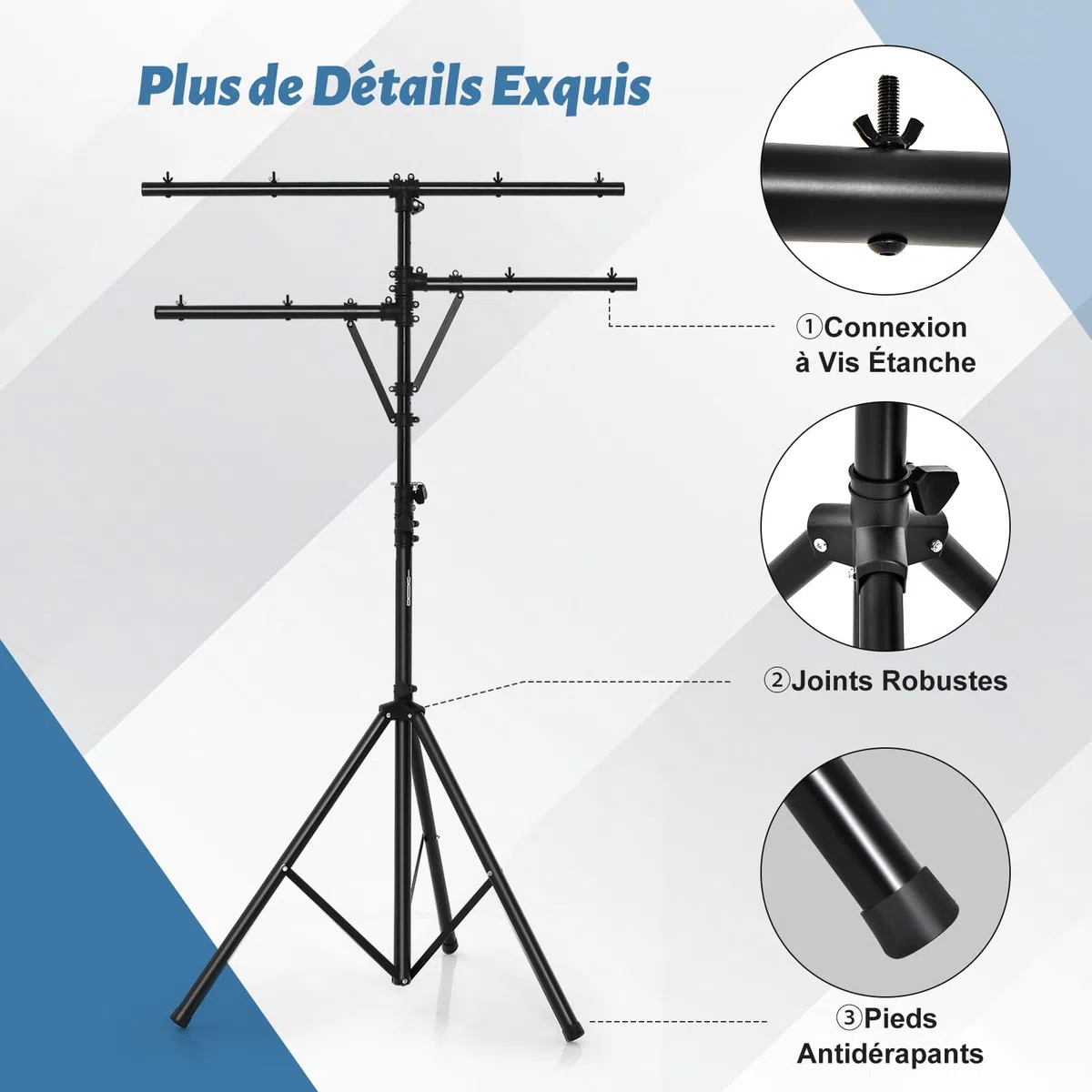 GOPLUS - Soporte de iluminación para DJ, soporte de luz LED de metal con altura ajustable, brazo múltiple, base resistente y estable, trípode en T plegable y portátil, para espectáculos, conciertos