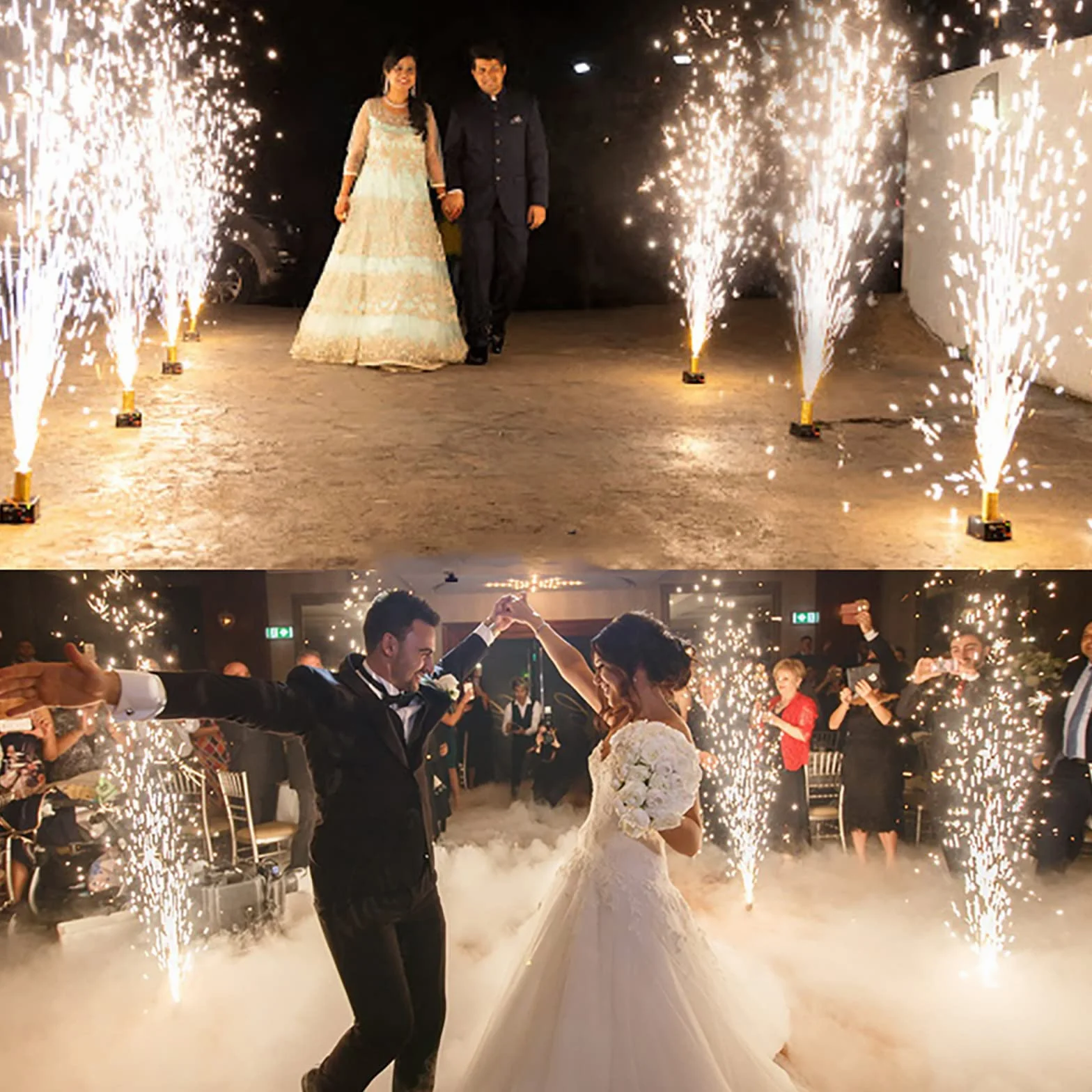 Máquina de encendido de fuegos artificiales fríos (8 unidades) con funda protectora + 2 mandos a distancia, sistema de control remoto inalámbrico, para escenario de bodas