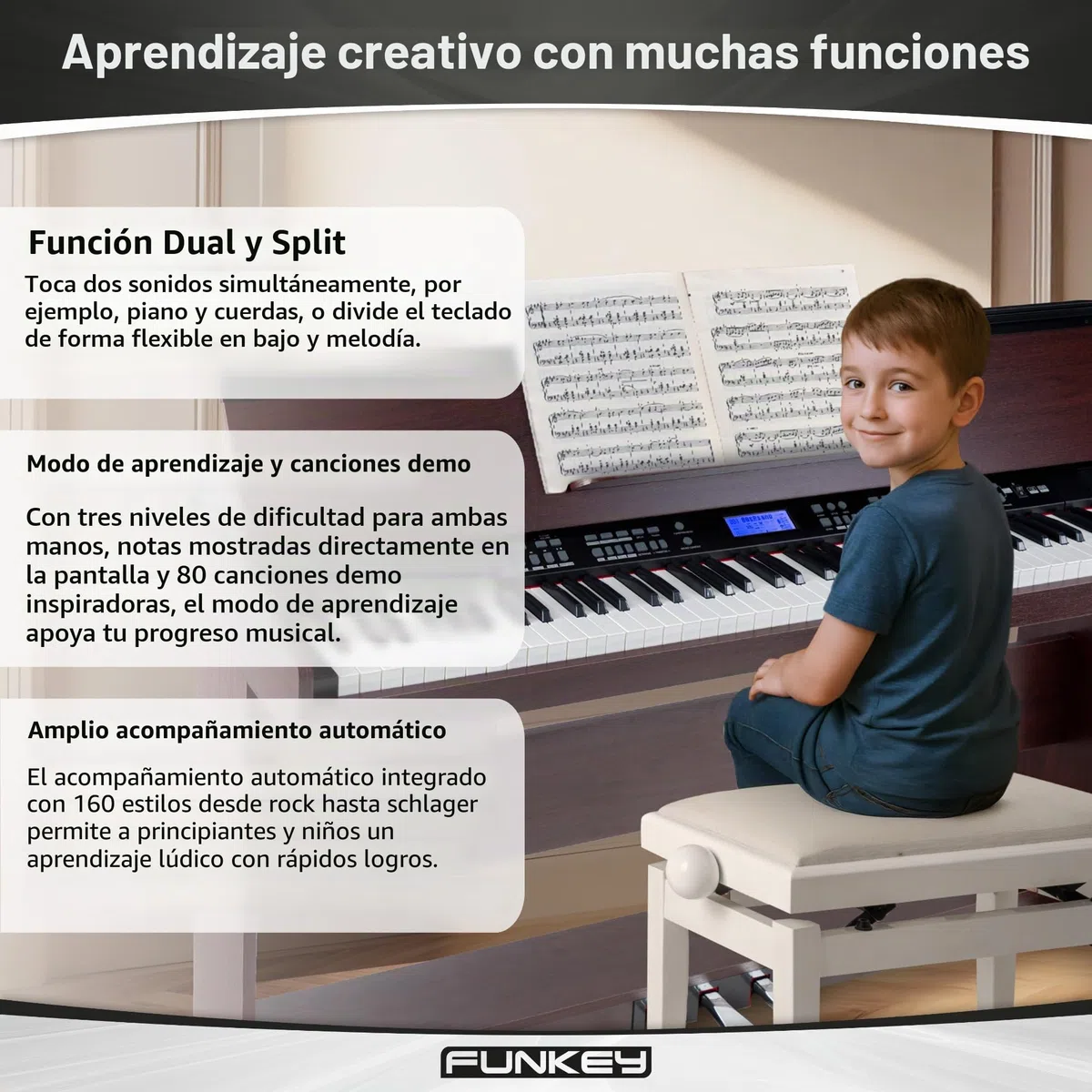 FunKey DP-88 II piano digital marrón