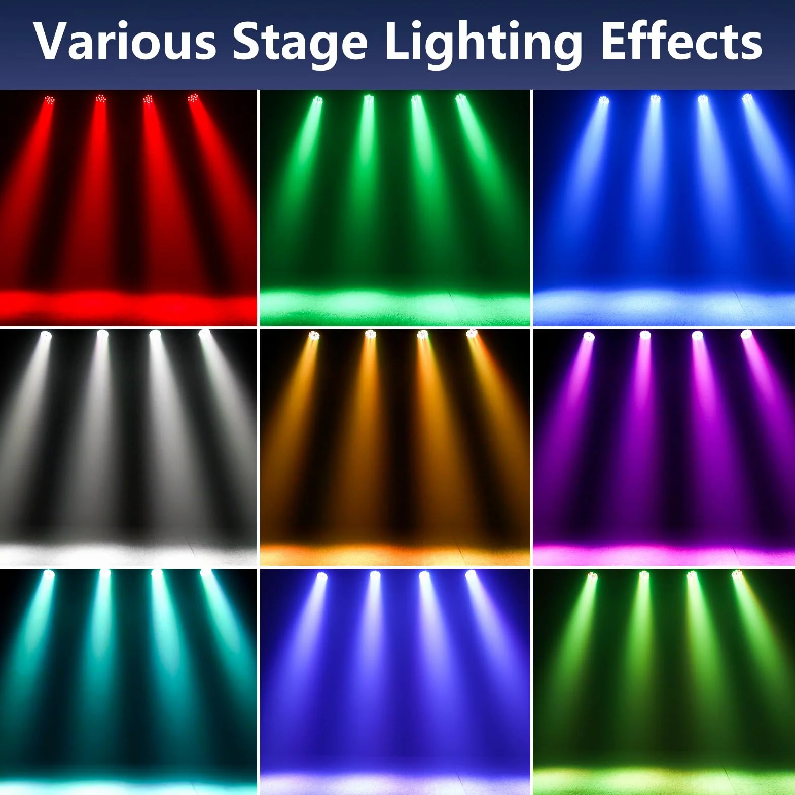 4PCS RGB Focos Par LED, 36W Luz de Escenario con Control Remoto y 4 Modos de Control, Luces Discoteca para DJ Bar Boda Espectáculo Conciertos Fiesta Navidad Halloween