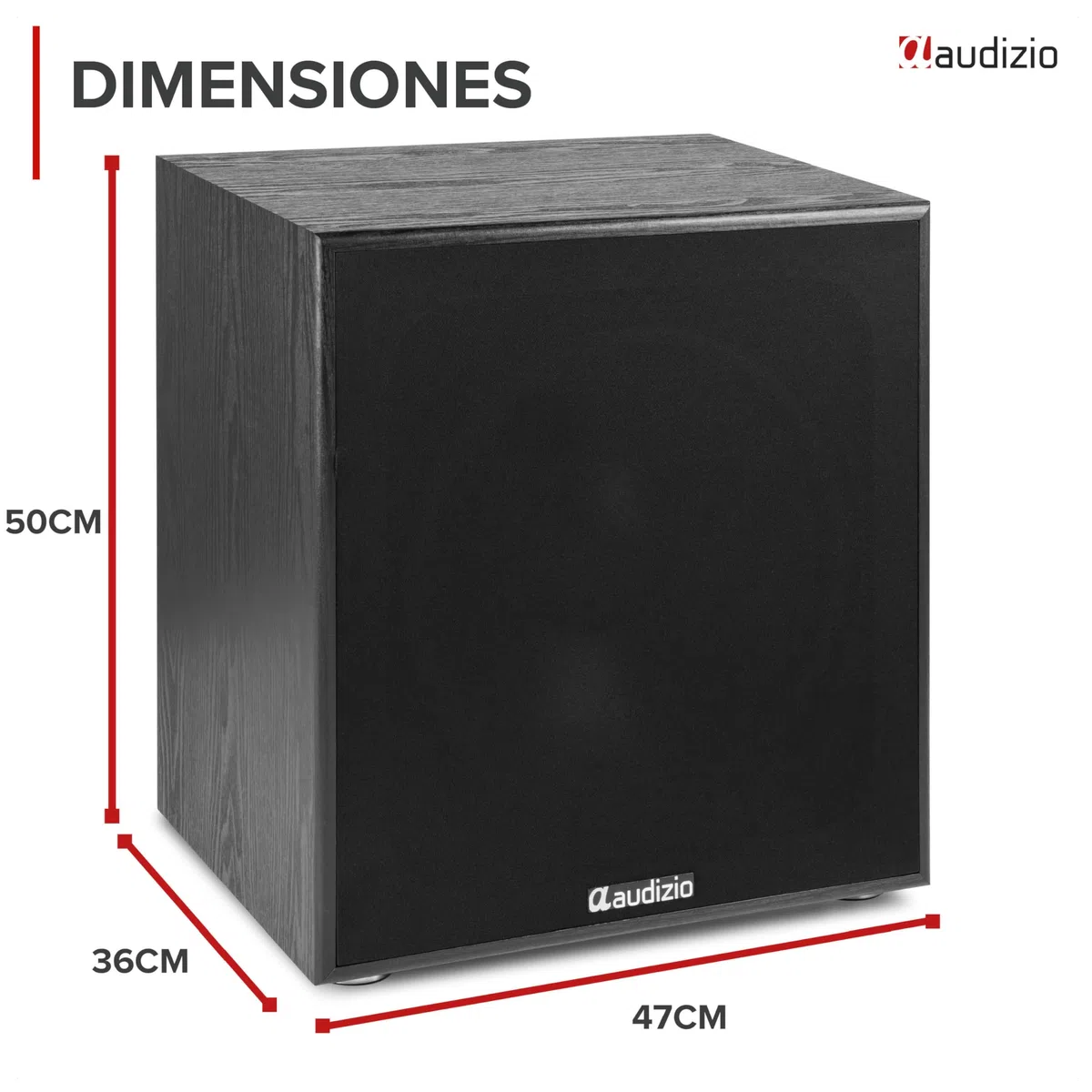 Audizio SHFS15B – Subwoofer Activo de 15 Pulgadas para Home Cinema con Amplificador Clase D, 500W, Graves Profundos, Crossover Ajustable, Bass Reflex conexión RCA y bornas, Color Negro