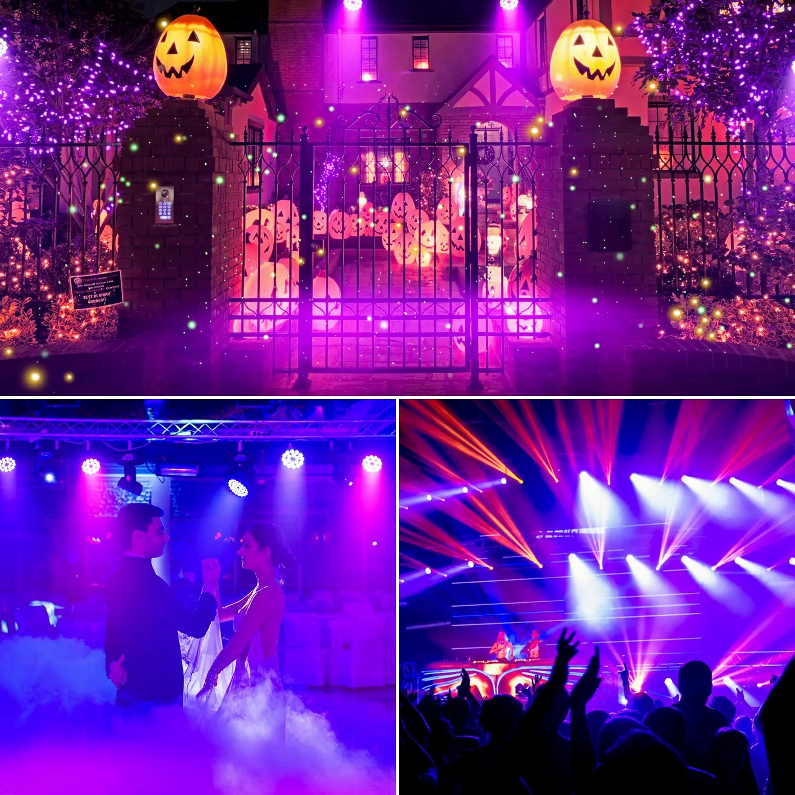 U`King luces par Foco LED de 200 W 4 en 1 Luz de escenario UV RGB DMX512 Luces de Fiesta, Discoteca,8 canales 8 efectos de mezcla de colores para escenario/DJ/fiesta/actuación/bar/Halloween
