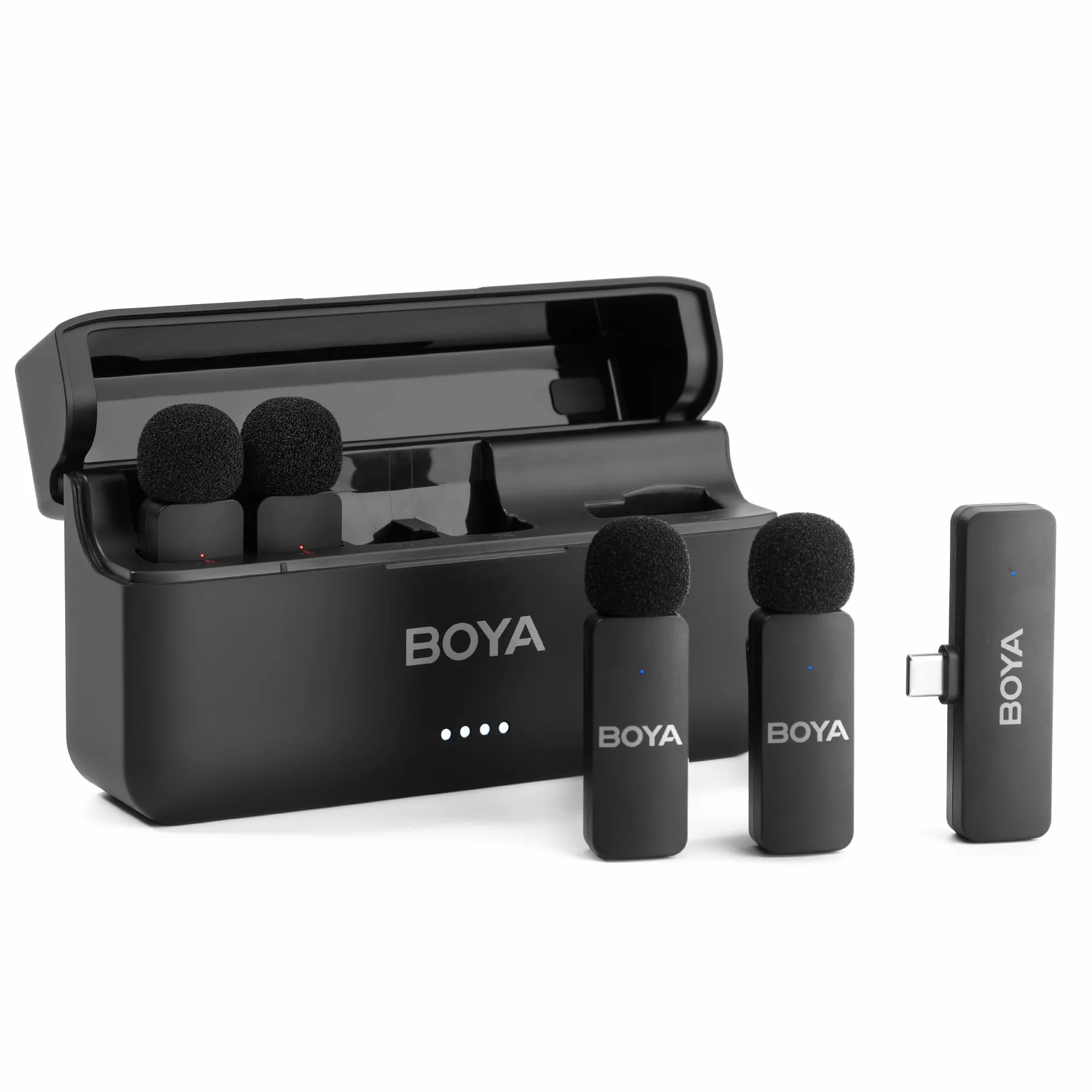 BOYA BY-V4U - Micrófono inalámbrico Lavalier para iPhone 15, Android Tipo C, teléfono Inteligente, micrófono de Solapa inalámbrico con Clip para grabación de Video, Podcast, entrevista, transmisión