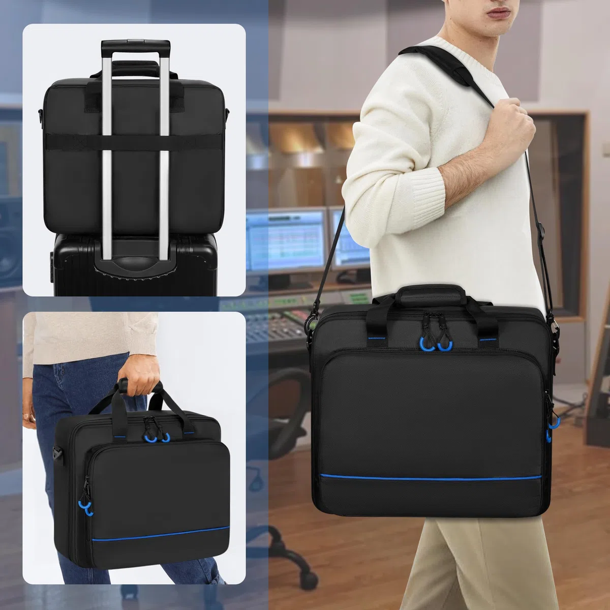 PGmoon Bolsa de Viaje para Mezclador Compatible con Mackie ProFX12v3/ProFX10v3. Estuche de Transporte para Mezclador de Audio con Múltiples Bolsillos para Micrófonos, Cables (Diseño Patentado)