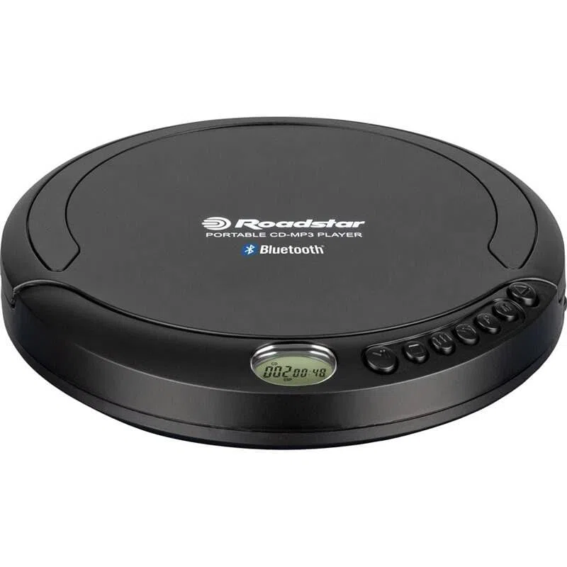 Roadstar PCD-499BT Discman, Reproductor de CD-MP3 / WMA, con Bluetooth, CDA,CD-R, CD-RW, Portátil con Auriculares Incluidos, Inalámbrico, Función Antichoque, Pantalla LCD, Pilas, Cable USB, Negro