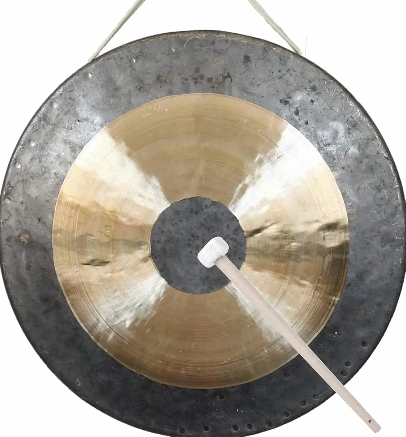 Chau Gong grande con soporte de madera, batería de Feng Shui Gong para chau de madera tradicional china, instrumento musical para meditación