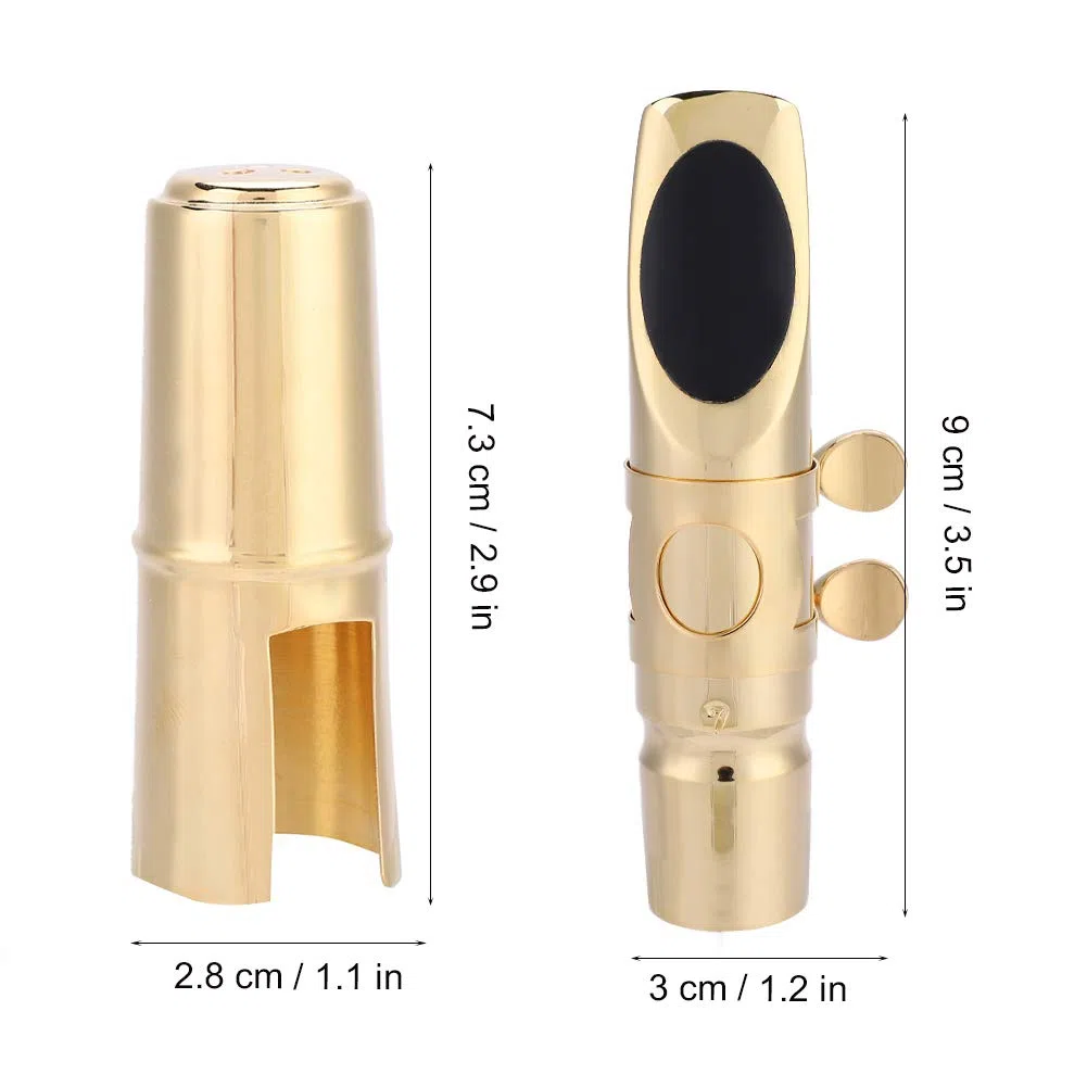 Boquilla de Saxofón 7C, Eb Alto Sax Saxofón Boquilla Metal con Cap Pads Instrumentos musicales Accesorio