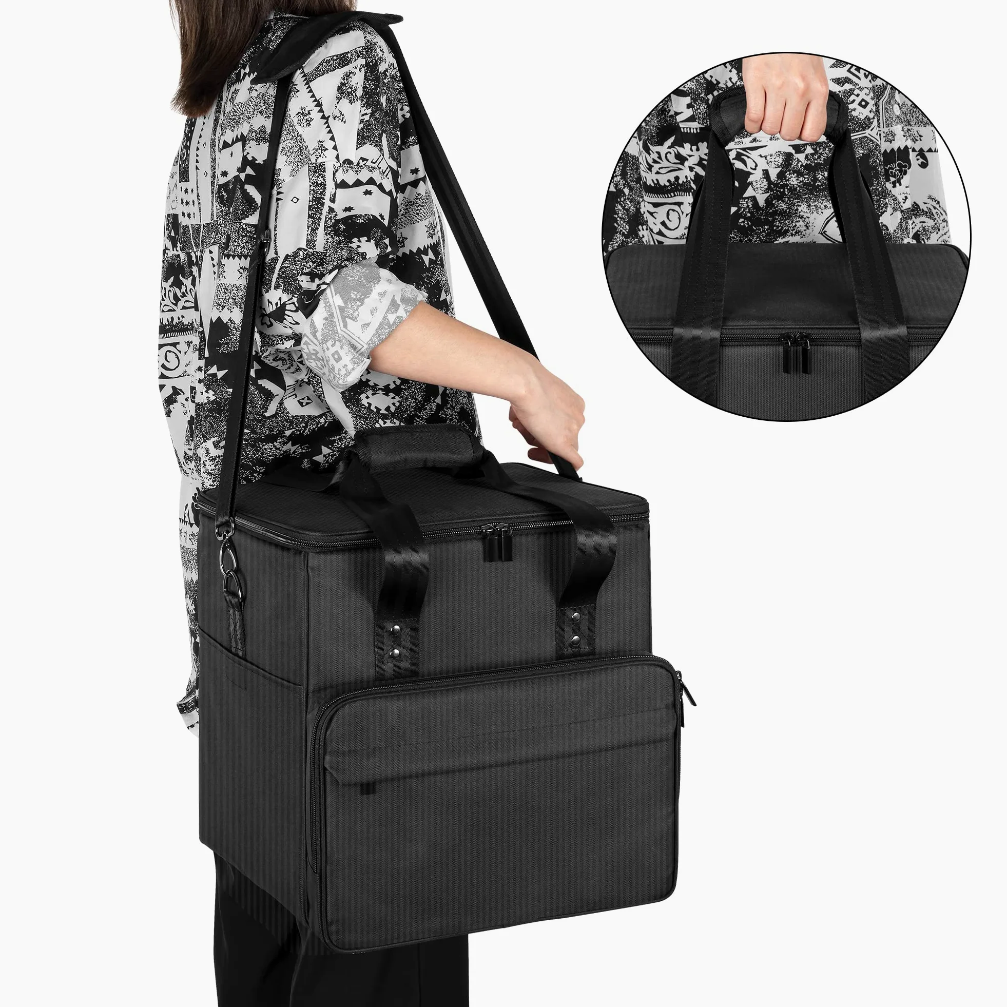 Trunab Bolsa de Transporte para Discos de Vinilo - Capacidad para 60 LP, Estuche con Separadores Extraíbles, Almacenamiento para Viajes