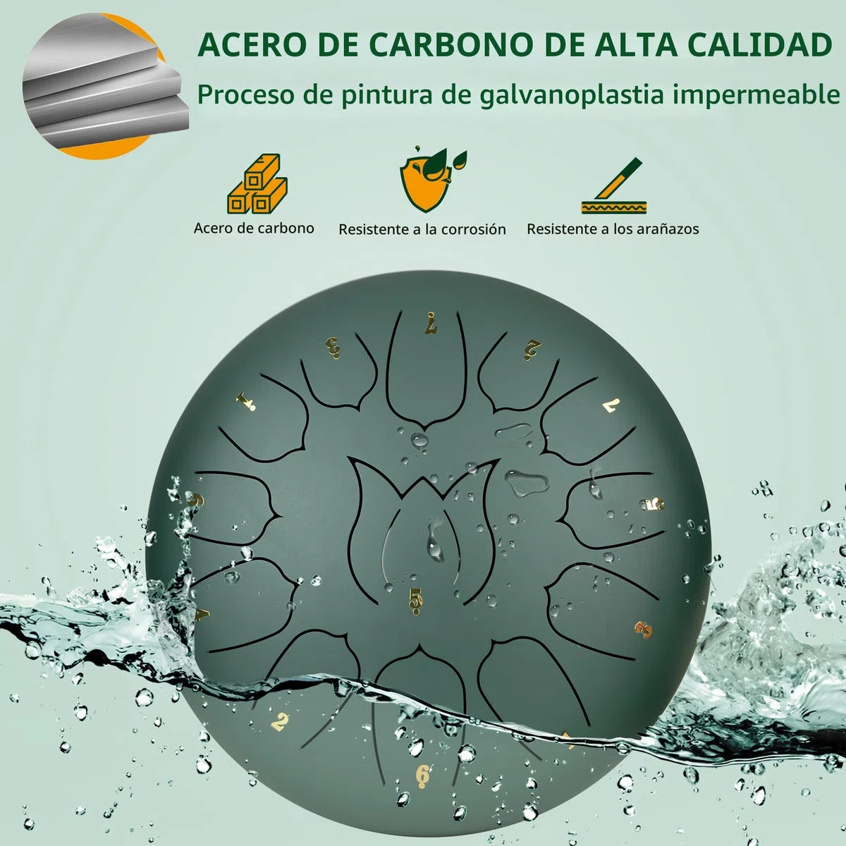 CAHAYA Tambor De Lengüeta De Acero De 12 Pulgadas Con 13 Notas, Libro De Música, Mazas De Tambor, Dedales Y Bolsa De Transporte Verde Musgo, CY00374-1