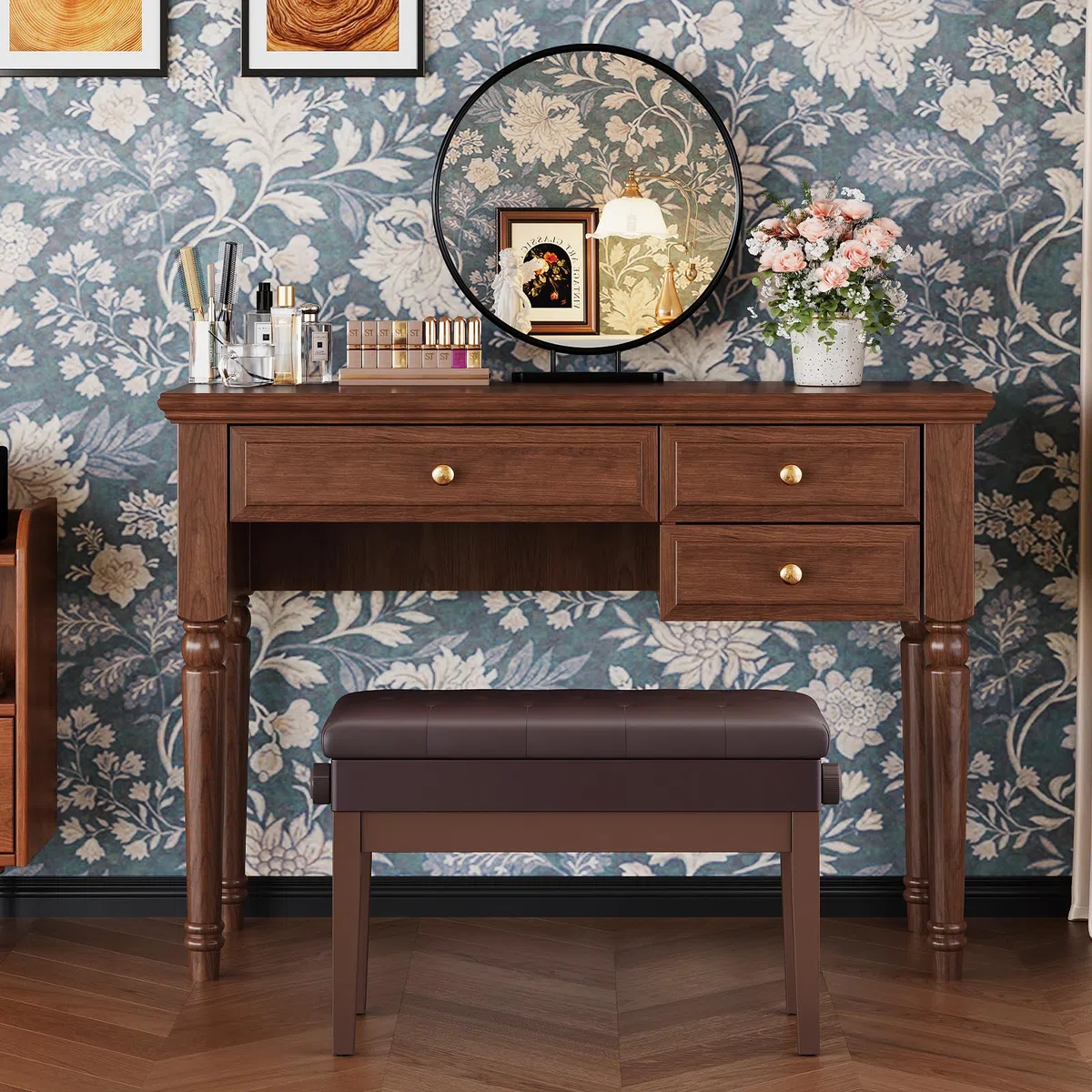 MAMIZO Banqueta Piano Regulable Altura 72x33x58CM, Banco Piano con Espacio Almacenamiento, Silla Piano, Banqueta Piano Carga Máxima 200KG, 4 PCS Patas Piano Madera Maciza, Marrón Oscuro