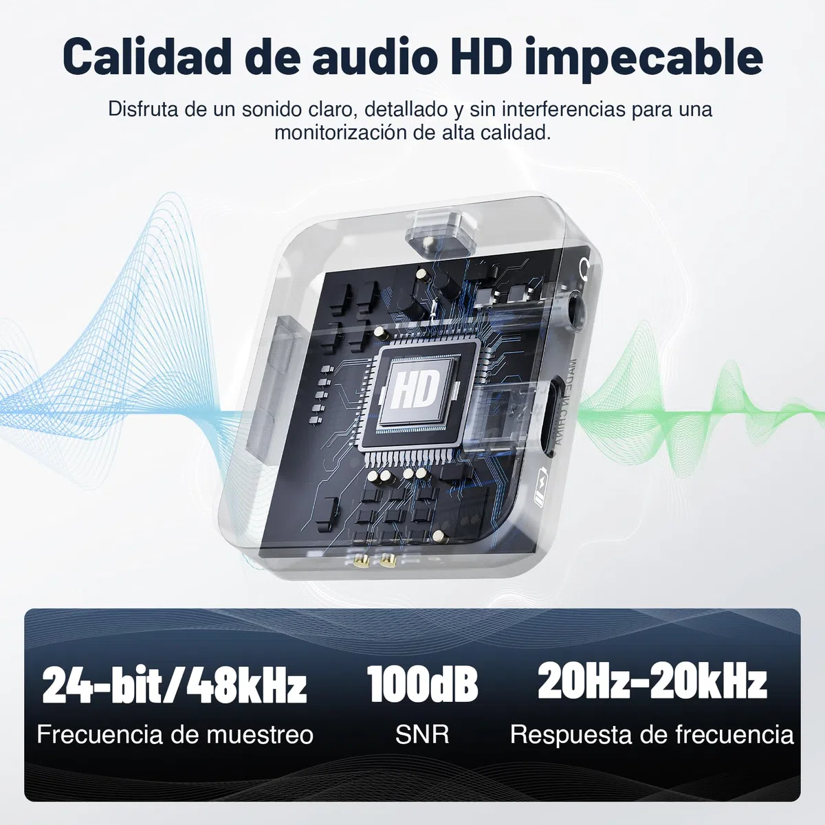 MELONARE PM-2 - Sistema de monitor inalámbrico portátil con funda de carga, transmisor y receptor de audio inalámbrico, audio de 24 bits/48 kHz, entrada OTG, interruptor overol/estéreo, IEM para