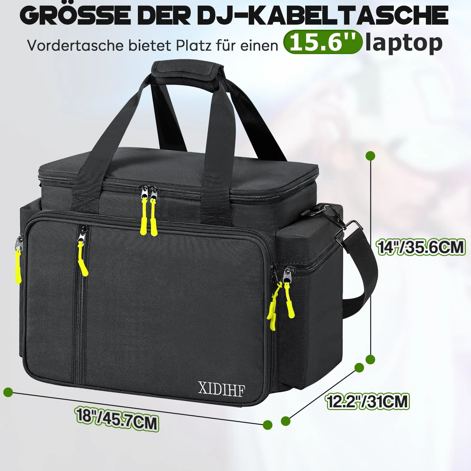 SUNDOY DJ - Bolsa organizadora de Cables con Base Acolchada extraíble y divisores, para Equipo de DJ, Cables de Audio y Accesorios de música, Negro, 45.7 x 31 x 35.6-cm, Tejido Impermeable