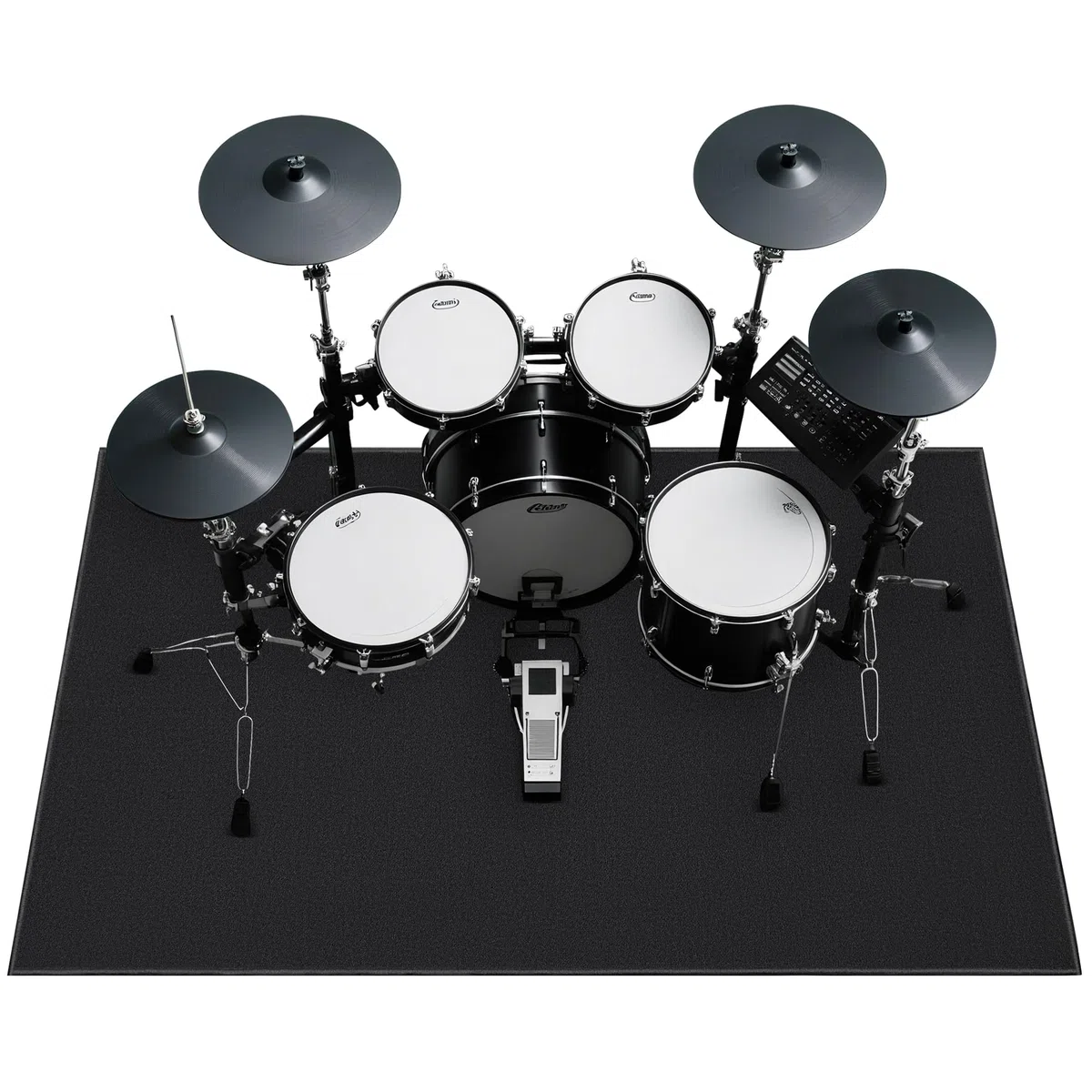 OUUTMEE Alfombra de batería de 120 x 180 cm, antideslizante, insonorizada, almohadilla de práctica electrónica profesional, para batería de jazz y otros instrumentos musicales (negro)