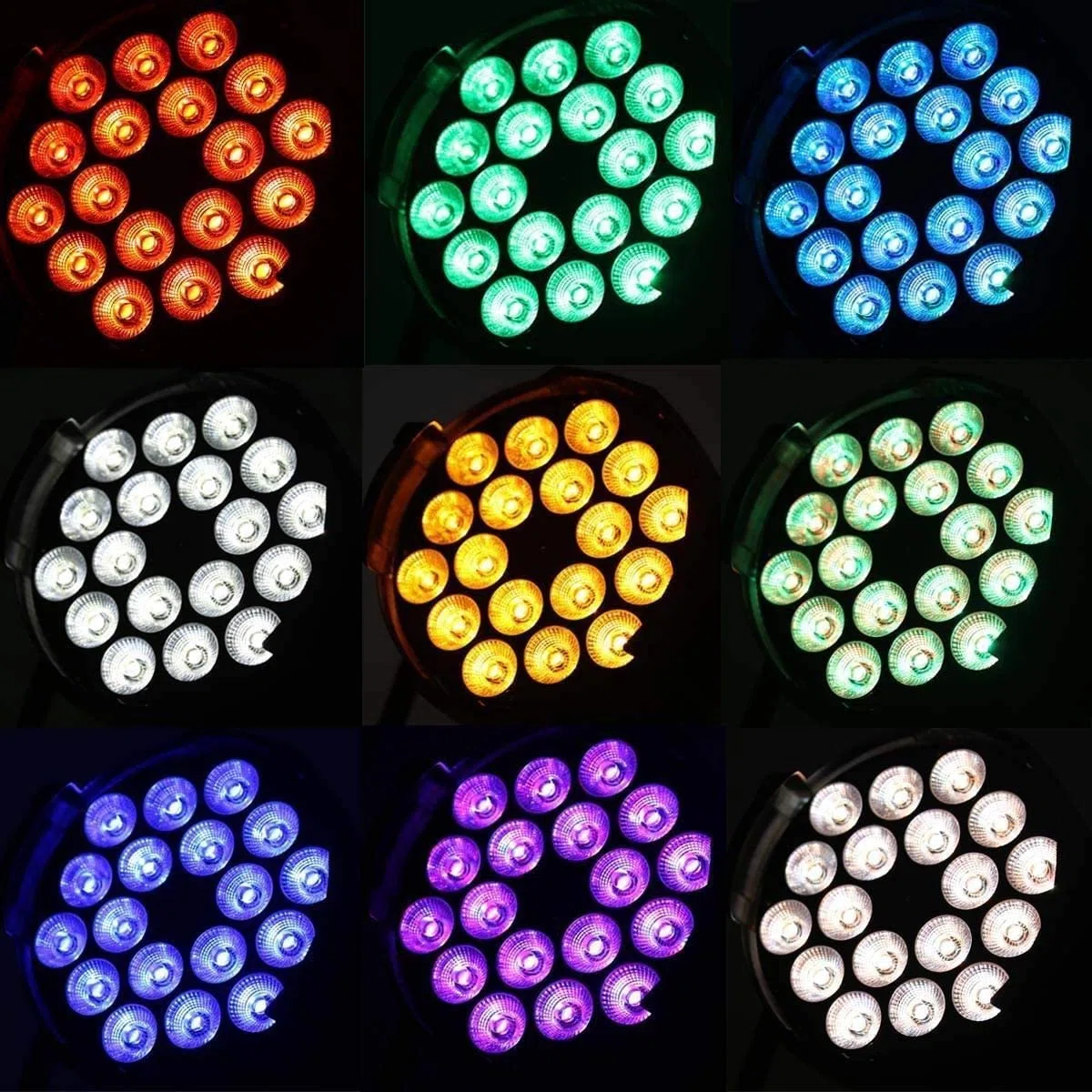 HOLDLAMP 18 Foco Par LED Luz de Escenario RGBW 4 en 1 con DMX 4/8CH para Fiesta, Discoteca, Bar, Fiesta Familiar e Iglesia