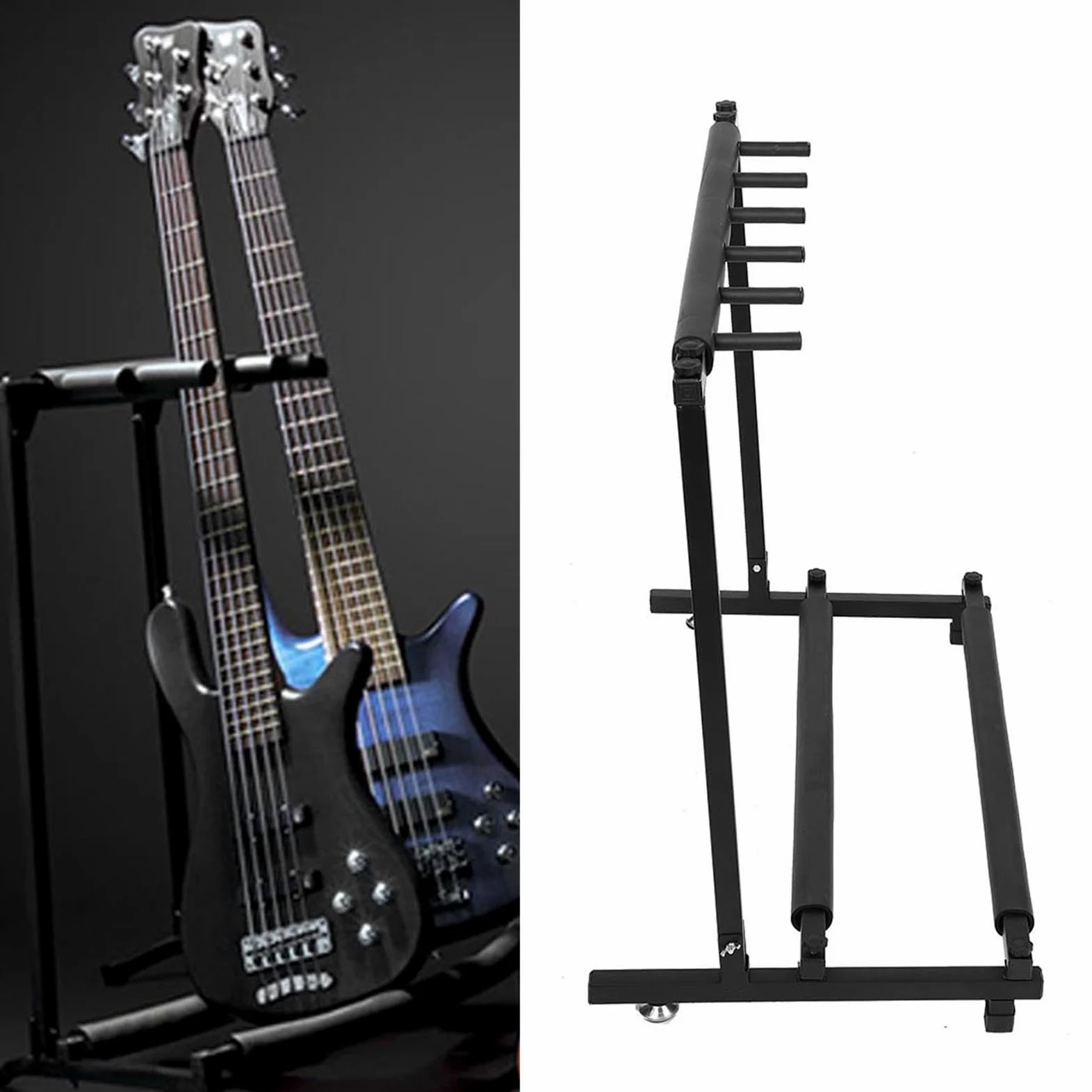 Soporte de Metal para Guitarras, Plegable, Organizador para 5 Guitarras, Compatible con Ac¨²stica, Bajo y El¨¦ctrica