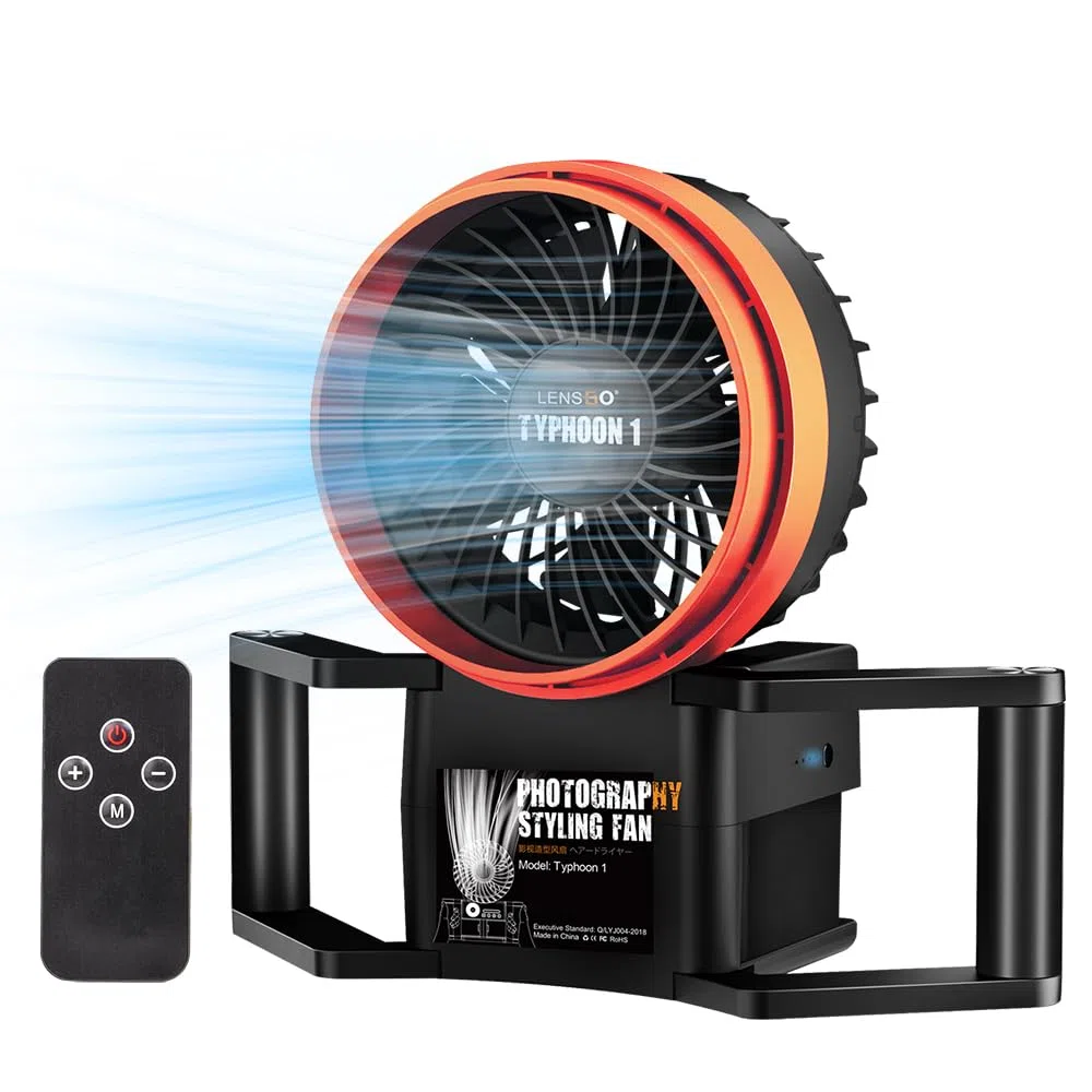 Ventilador portátil para fotografía, efecto de viento ajustable de 10 niveles para sesiones de retratos de moda, bodas y eventos al aire