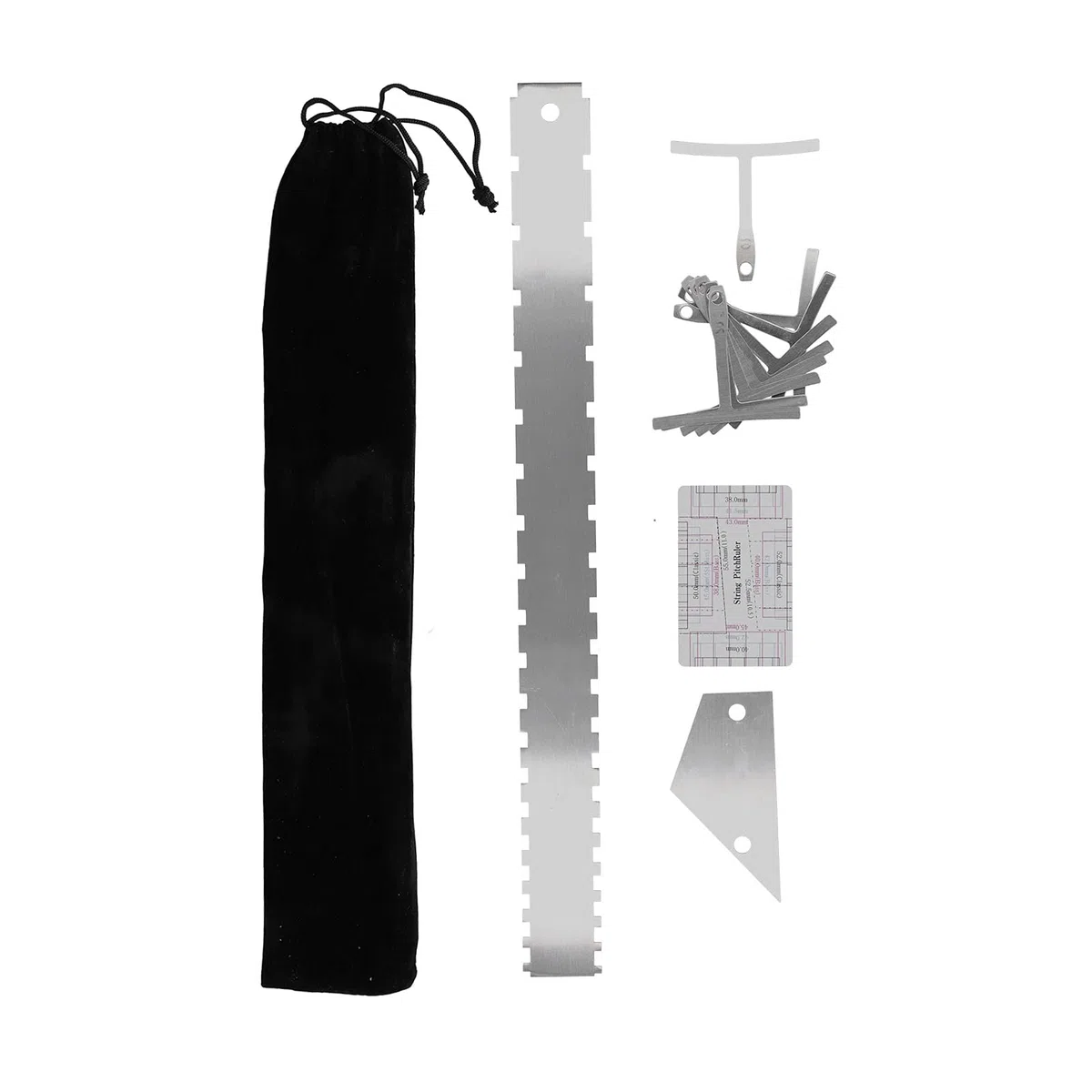 Generic Juego de Herramientas de Medición de Guitarra de Acero Inoxidable, Regla de Nivelación de Precisión, Kit de Calibre para Luthier, Acorde de de Cuello Plateado (SILVER)