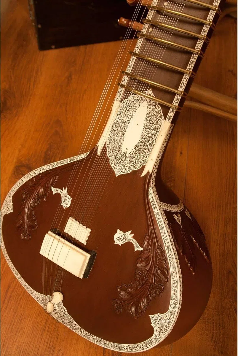 Profesional Pt. Ravi Shankar Style Double Tumba Sitar, instrumento de cuerda tradicional indio, marrón con caja de fibra Torlley