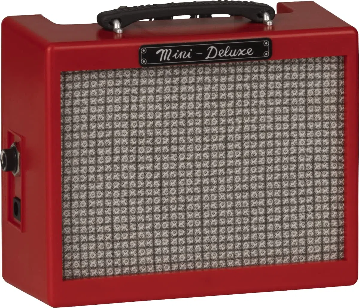 Fender Mini Amplificador de Lujo, Apto para Guitarra eléctrica y bajo, Color Rojo