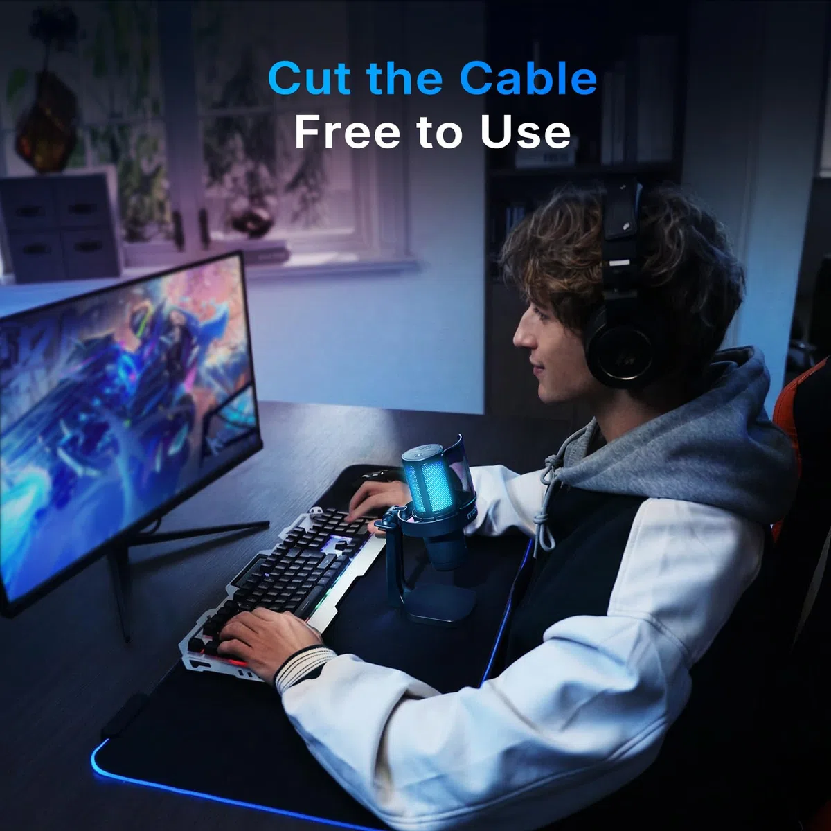 MAONO DGM20WS Micrófono Inalámbrico para PC, Micrófono USB de Condensador con Brazo para Gaming y Streaming, Reducción Ruido Táctil, Mute Rápido, Control Ganancia, RGB, Compatible PS5 Twitch Discord