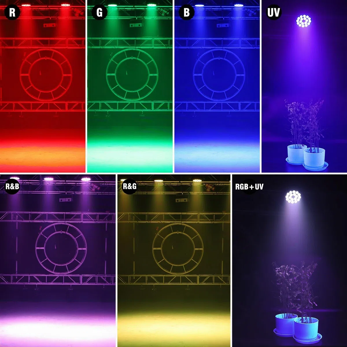 U`King luces par Foco LED de 200 W 4 en 1 Luz de escenario UV RGB DMX512 Luces de Fiesta, Discoteca,8 canales 8 efectos de mezcla de colores para escenario/DJ/fiesta/actuación/bar/Halloween