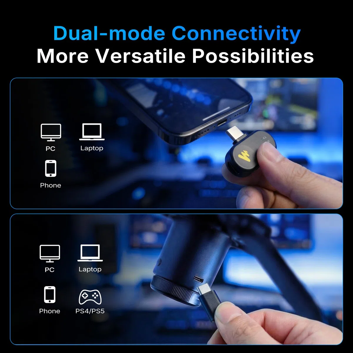 MAONO DGM20WS Micrófono Inalámbrico para PC, Micrófono USB de Condensador con Brazo para Gaming y Streaming, Reducción Ruido Táctil, Mute Rápido, Control Ganancia, RGB, Compatible PS5 Twitch Discord