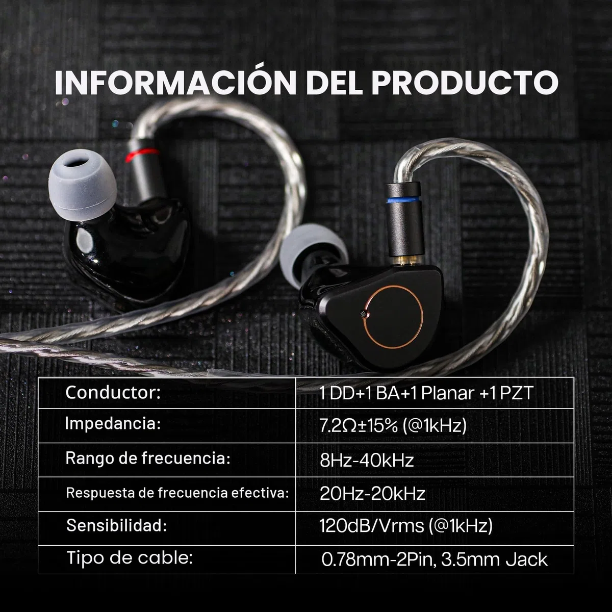 Linsoul SIMGOT SuperMix 4 Auriculares intraurales HiFi IEM 1DD+1BA+1Planar+1PZT Hybrid Drivers, Auriculares de juego con cable OFC chapado en plata para músico audiófilo