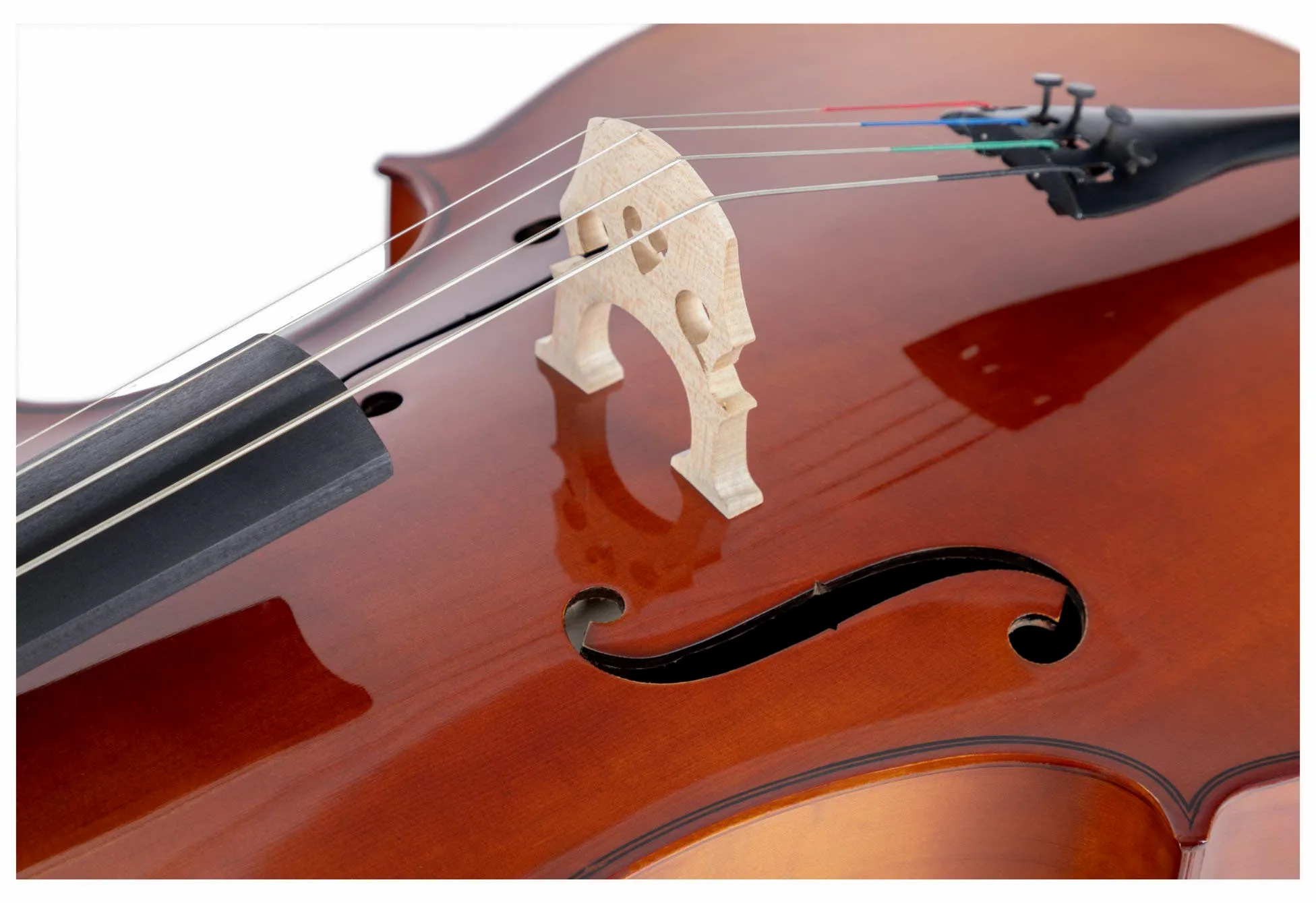 Classic Cantabile Student Cello 4/4 - tapa de abeto laminado - fondo, aros, mástil y puente de arce - diapasón: tilo tintado - clavijas y cejuela de arce ennegrecido - incluye arco y funda