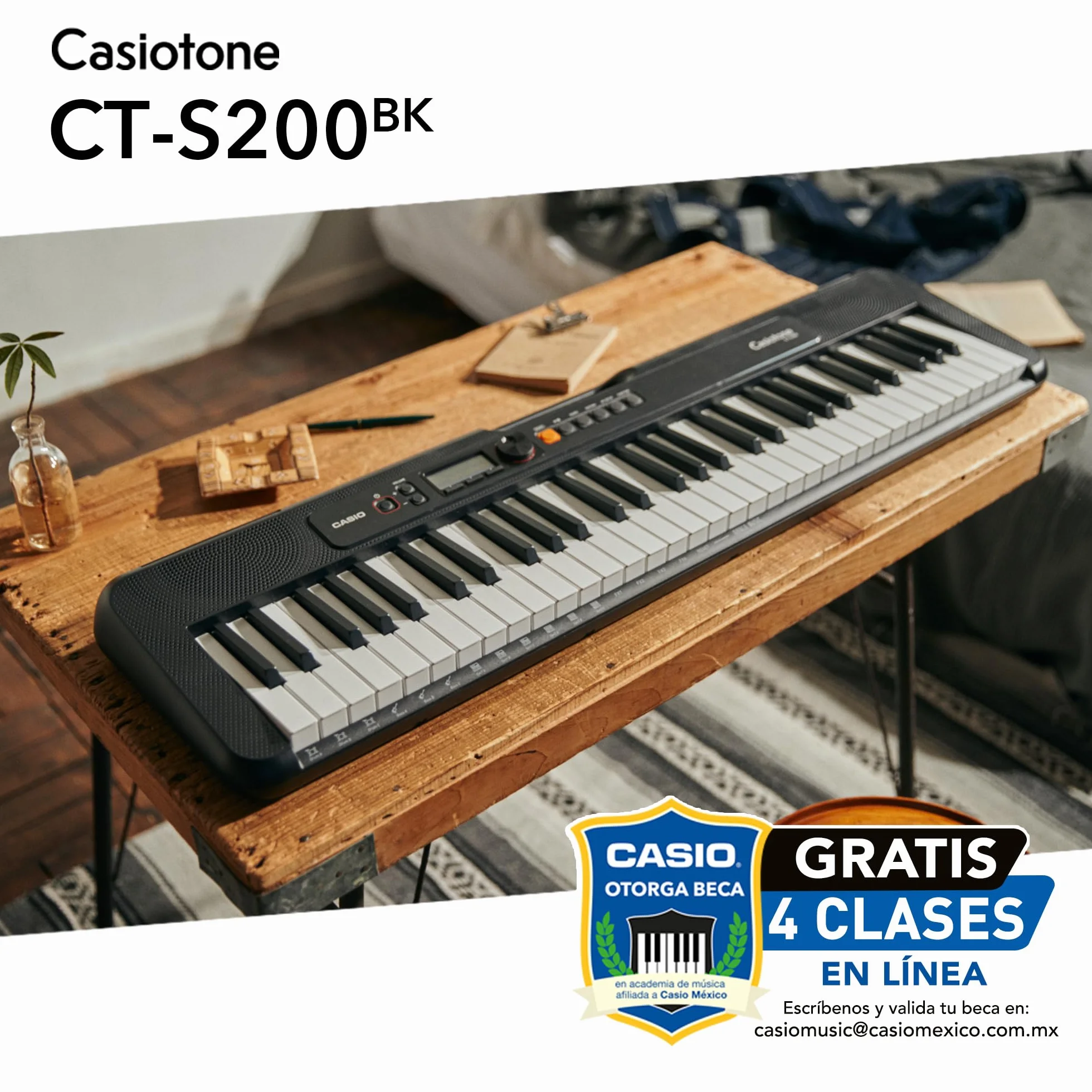 Casio CT-S200BK - Teclado de piano, Negro