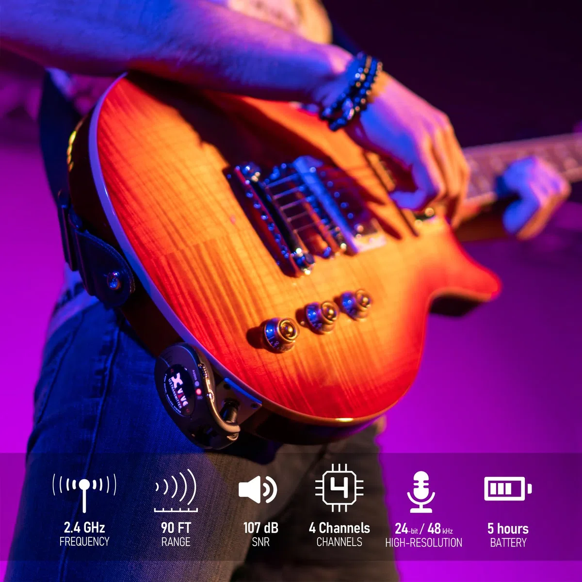 X-Vive U2 - Sistema inalámbrico de guitarra, color negro