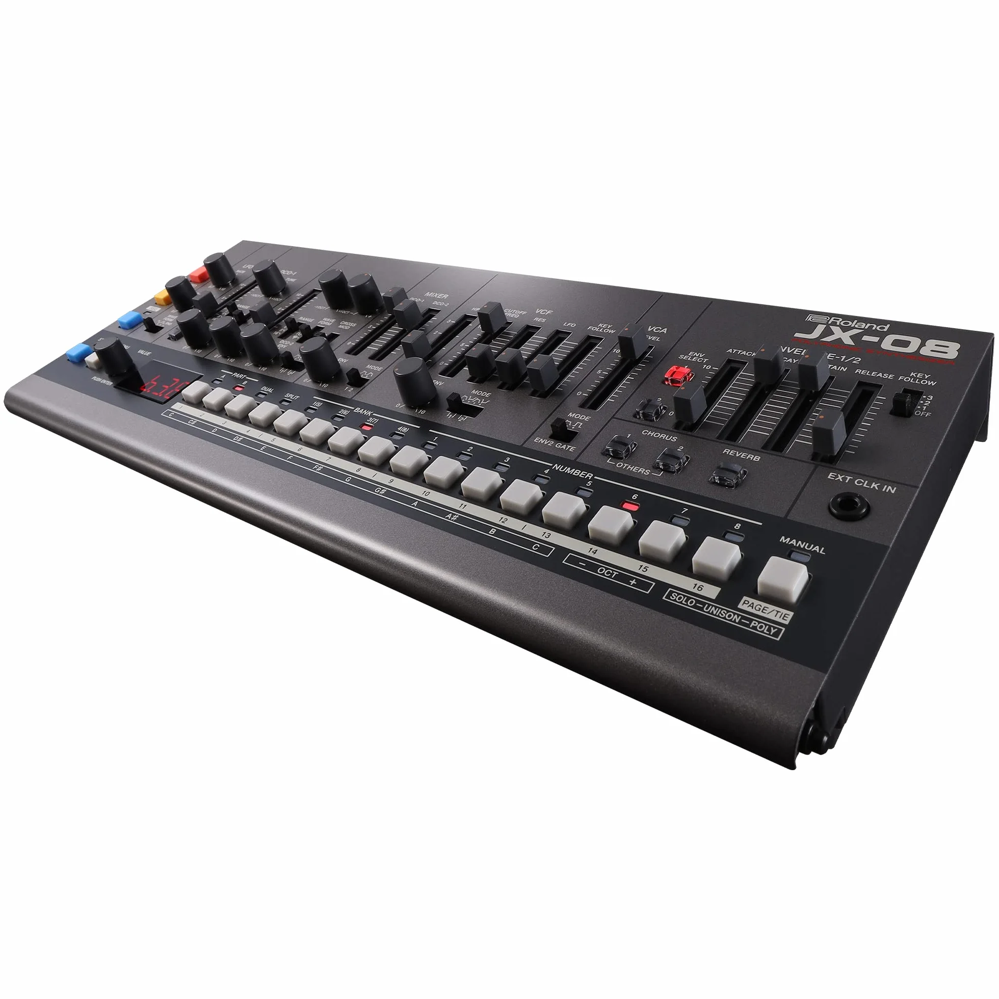 Sintetizador Boutique y módulo de sonido Roland JX-08 – Reedición moderna y compacta del mítico Roland JX-8P de 1985 con nuevos efectos, secuenciador polifónico y más – Ligero, portátil
