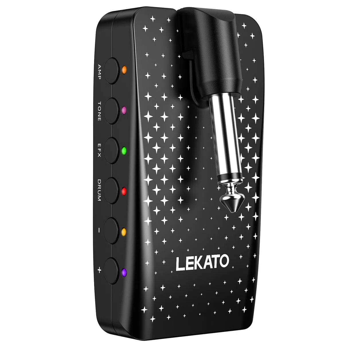 LEKATO Mini amplificador de guitarra con 14 ajustes, procesador recargable, con 14 modelos de amplificador, 14 efectos incorporados, 28 ranuras de tambor, Bluetooth