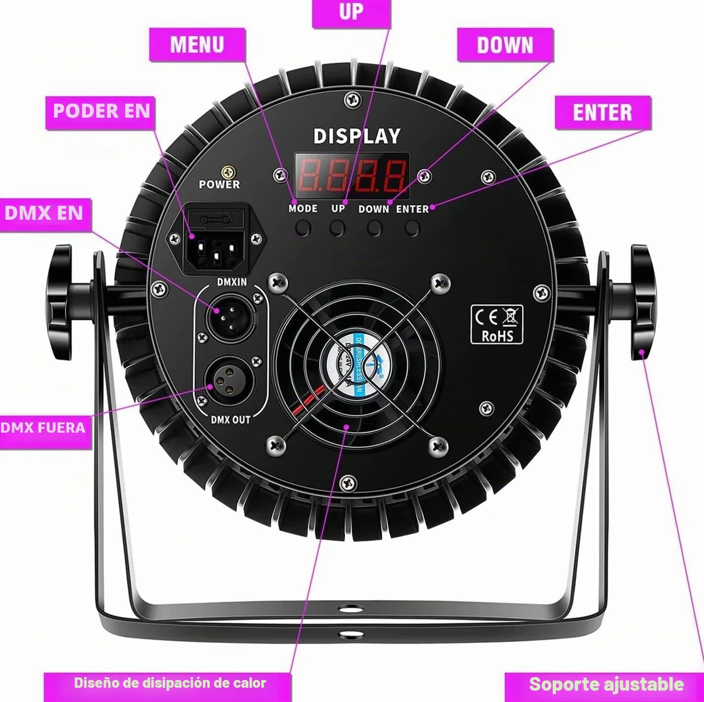U`King luces par Foco LED de 200 W 4 en 1 Luz de escenario UV RGB DMX512 Luces de Fiesta, Discoteca,8 canales 8 efectos de mezcla de colores para escenario/DJ/fiesta/actuación/bar/Halloween