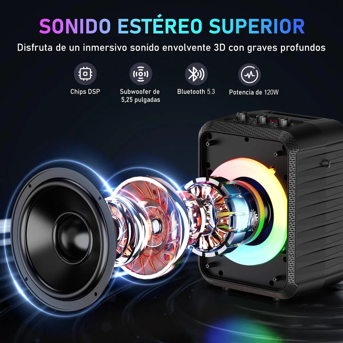 HWWR Máquina de karaoke, Dispositivo de karaoke con 2 micrófonos, Dispositivo de karaoke Bluetooth portátil con luces DJ, sistema Pa, ideal para reuniones familiares y como regalo para adultos y niños