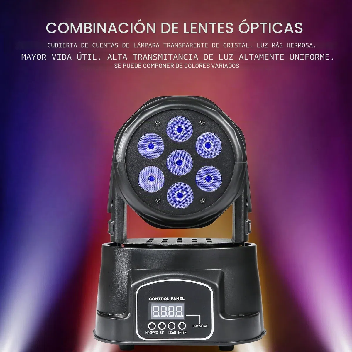 ZKYMZL Moving Head Light 7 x 12 W LED RGBW (4 en 1) Color Lighting Effect 9/14 CH by DMX Control para DJ Show Bar Party Wedding Disco KTV...