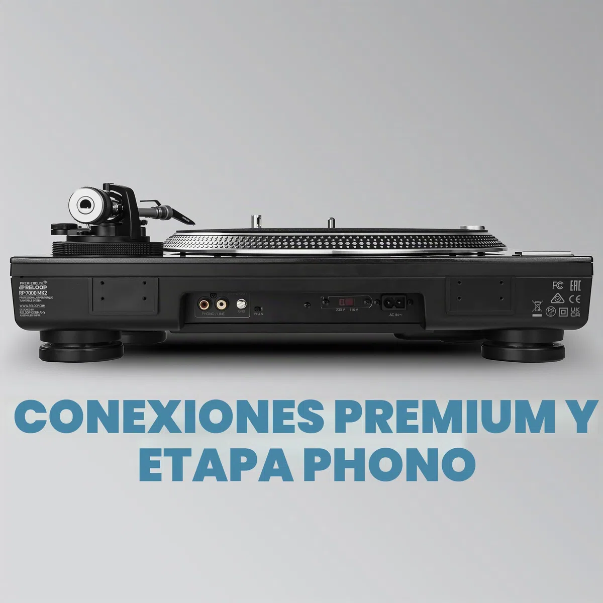 Reloop RP-7000 MK2 Profesional DJ Tirnable con Unidad Directa de Cuarzo de Torque Superior, Nueva Base de tonelada, altitud. (VTA) Brazo S-Sound Balanced estático (Silver Metallic)