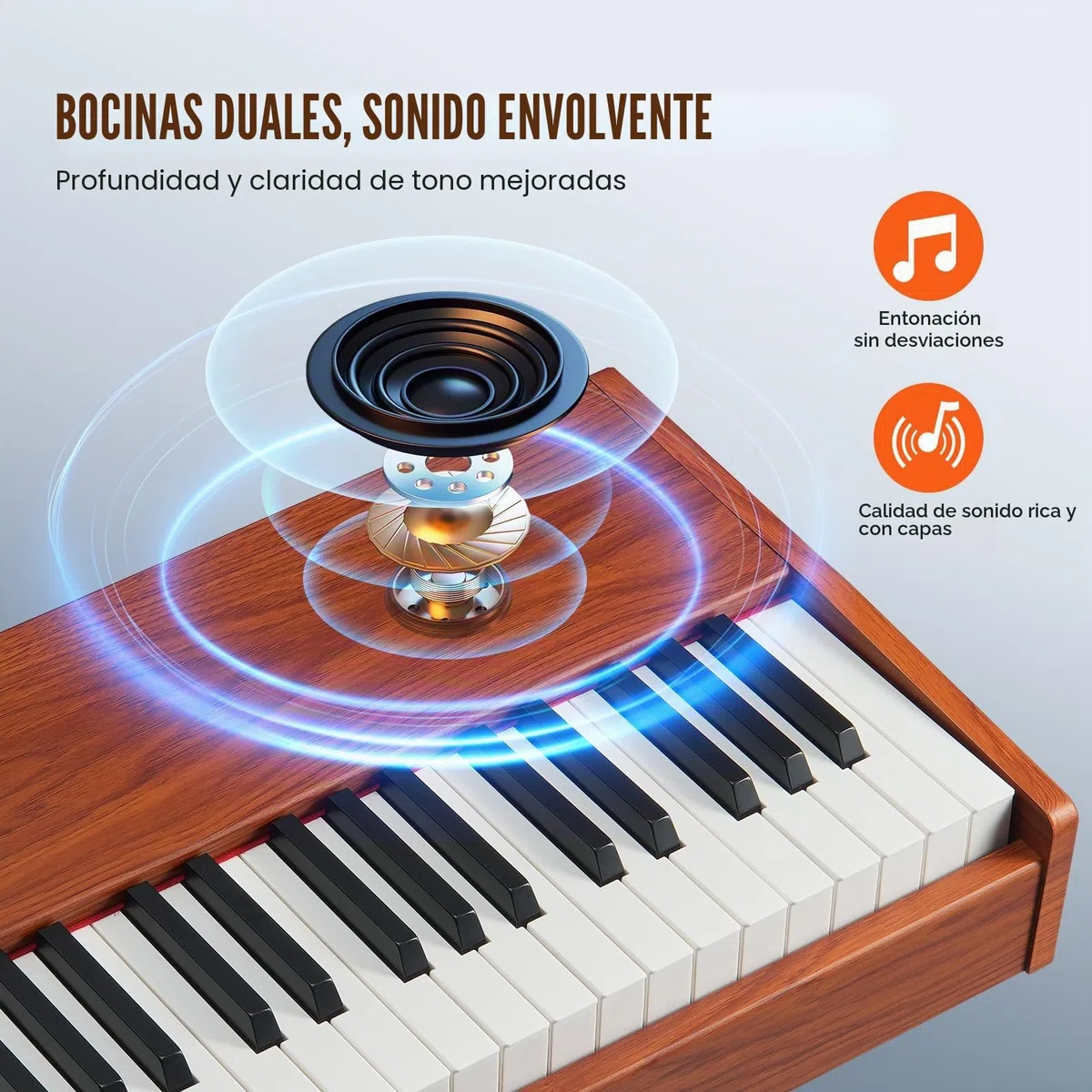 VEVOR Piano Digital Ponderado 88 Teclas Totalmente Ponderadas, Piano Eléctrico con Teclado Doble, Altavoces, Soporte de 4 Patas, Auriculares, 200 Tonos y Ritmos, Compatible con Bluetooth/USB/MIDI