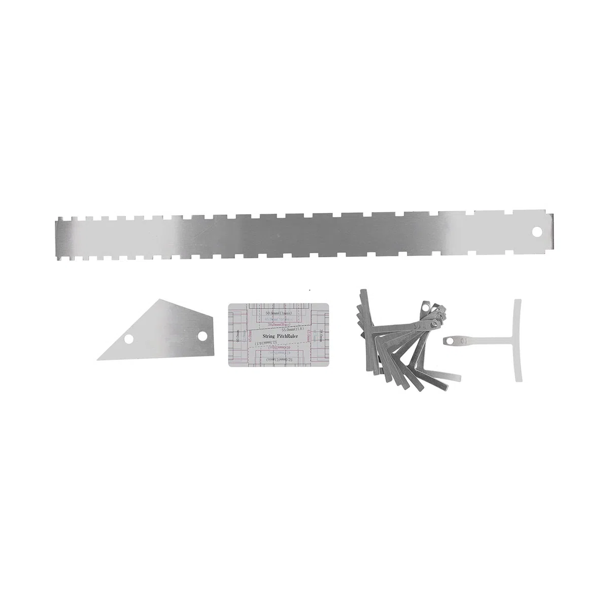Generic Juego de Herramientas de Medición de Guitarra de Acero Inoxidable, Regla de Nivelación de Precisión, Kit de Calibre para Luthier, Acorde de de Cuello Plateado (SILVER)
