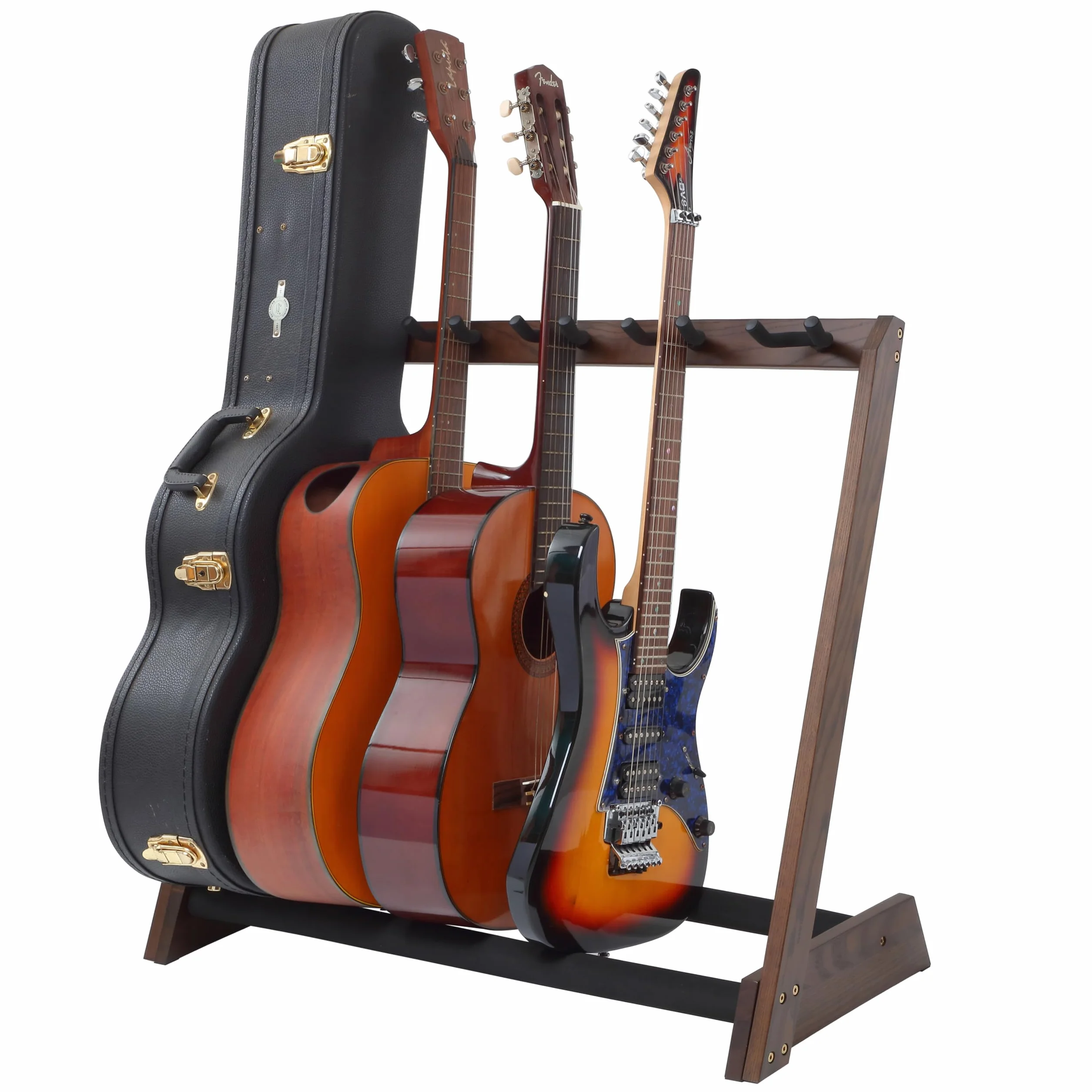 Nefelibata Soporte de Guitarra Multiusos 5 Soportes Soporte de Guitarra de Madera para Guitarras y Estuches, Guitarras Eléctricas, Guitarras Acústicas, Guitarras Bajos, Cellos - Fresno Alemán
