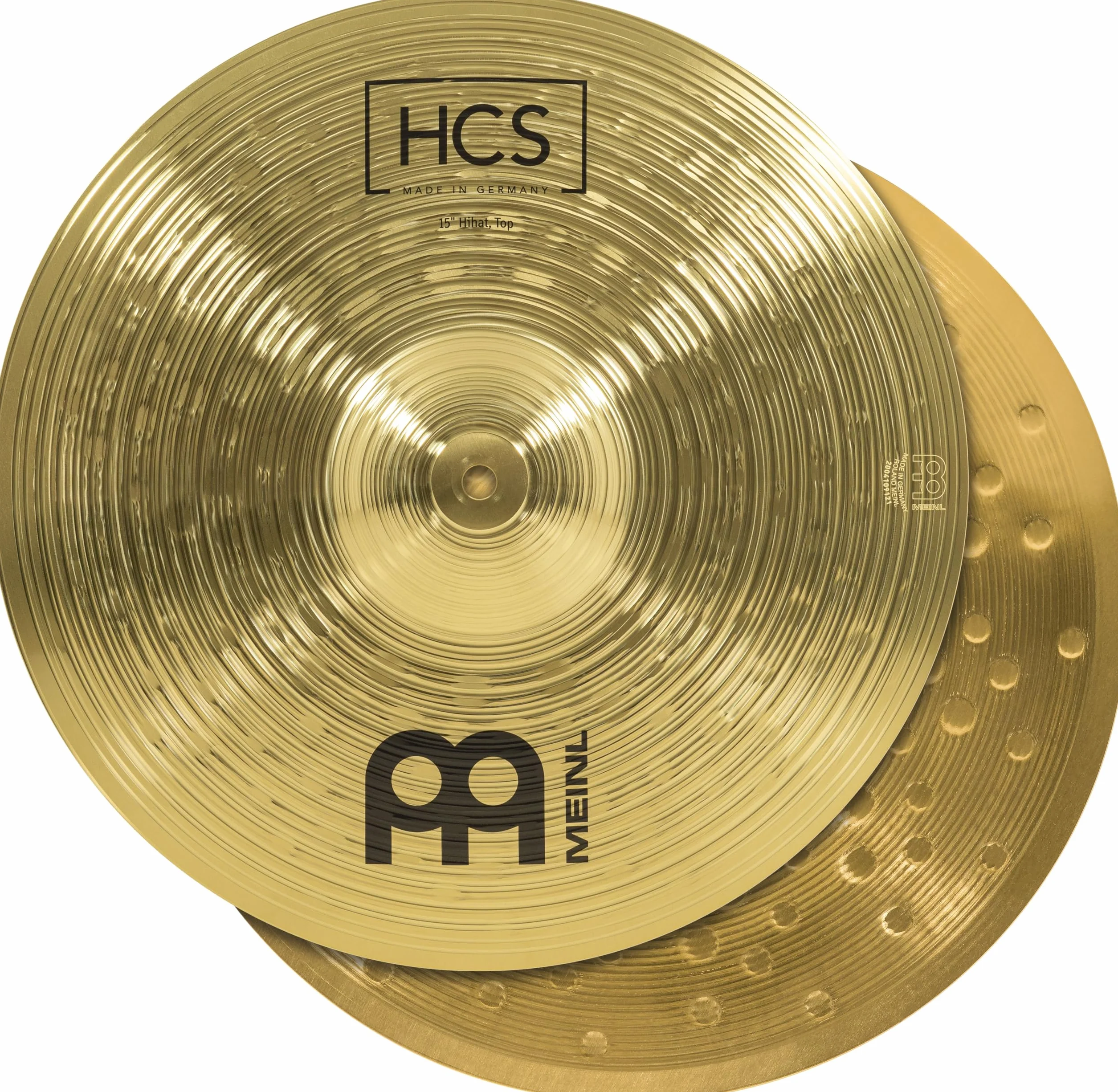 Meinl Cymbals HCS Plato Hihat de 15 pulgadas (38,1cm) Platillos de Batería – Pareja – Latón, Acabado Tradicional (HCS15H)