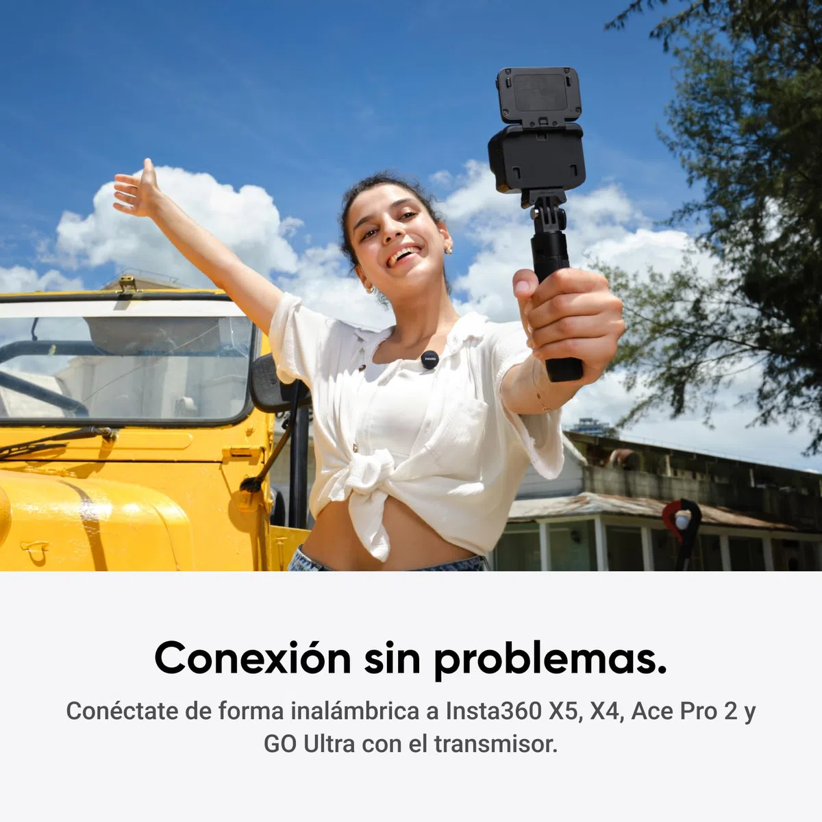Insta360 Mic Air (1 TX + 1 RX), cancelación de Ruido, 300 m de Alcance, micrófono inalámbrico por USB-C para iPhone/Android/PC/Mac, vlog, Streaming