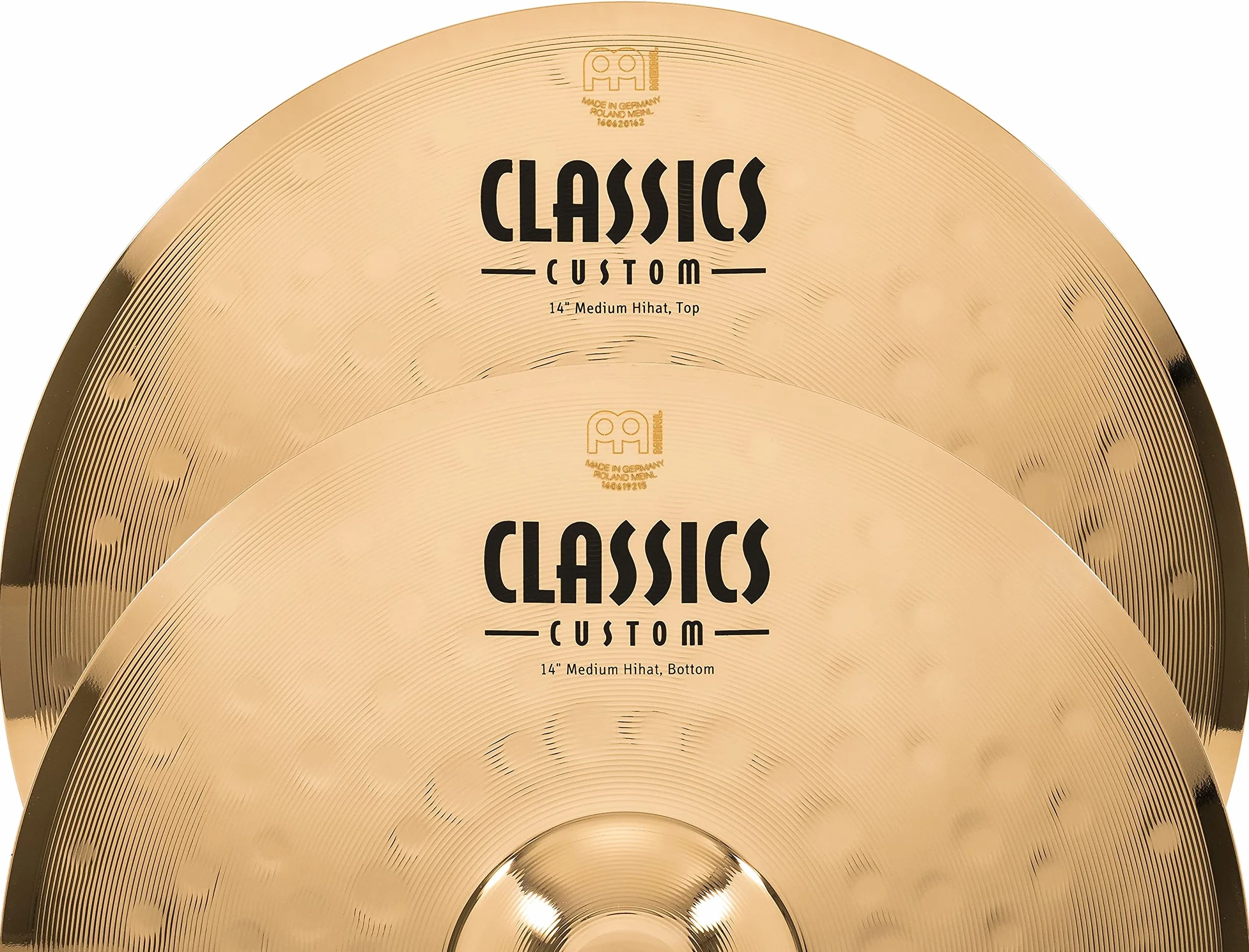 Meinl Cymbals Classics Custom Brilliant Plato Hihat Medium de 14 pulgadas (35,56cm) Platillos de Batería - Pareja - Bronce B12, Acabado Brillante (CC14MH-B)
