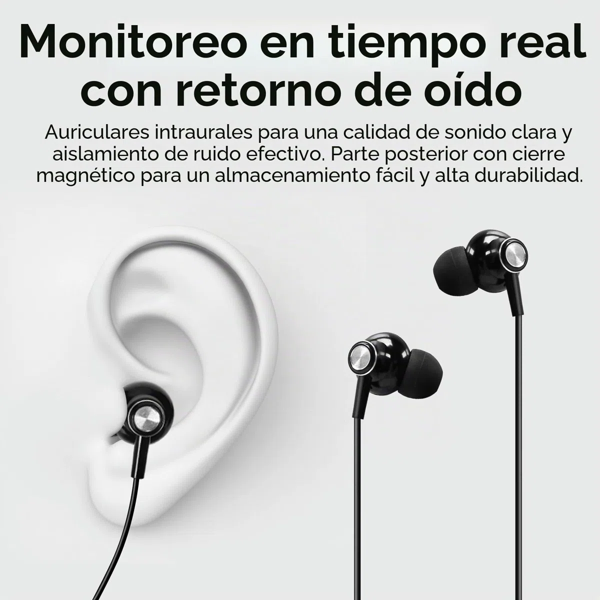 Sistema de monitoreo inalámbrico in-ear – Sistema UHF IEM profesional (mono) con transmisor de metal montado en rack, 4 receptores con auriculares