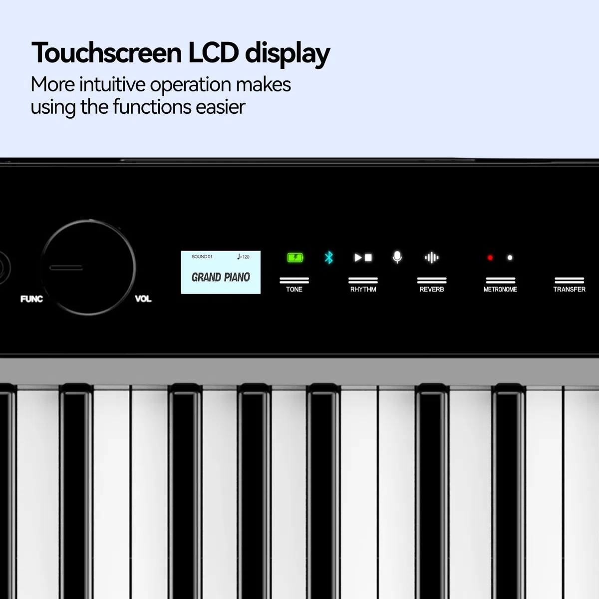 TERENCE V70 Piano Eléctrico 88 Teclas Contrapesadas Piano Digital con 4 Altavoces 20W×2+5W×2 –Incluye Funda y Auriculares – Ideal para Exámenes y Estudio – Negro Brillante