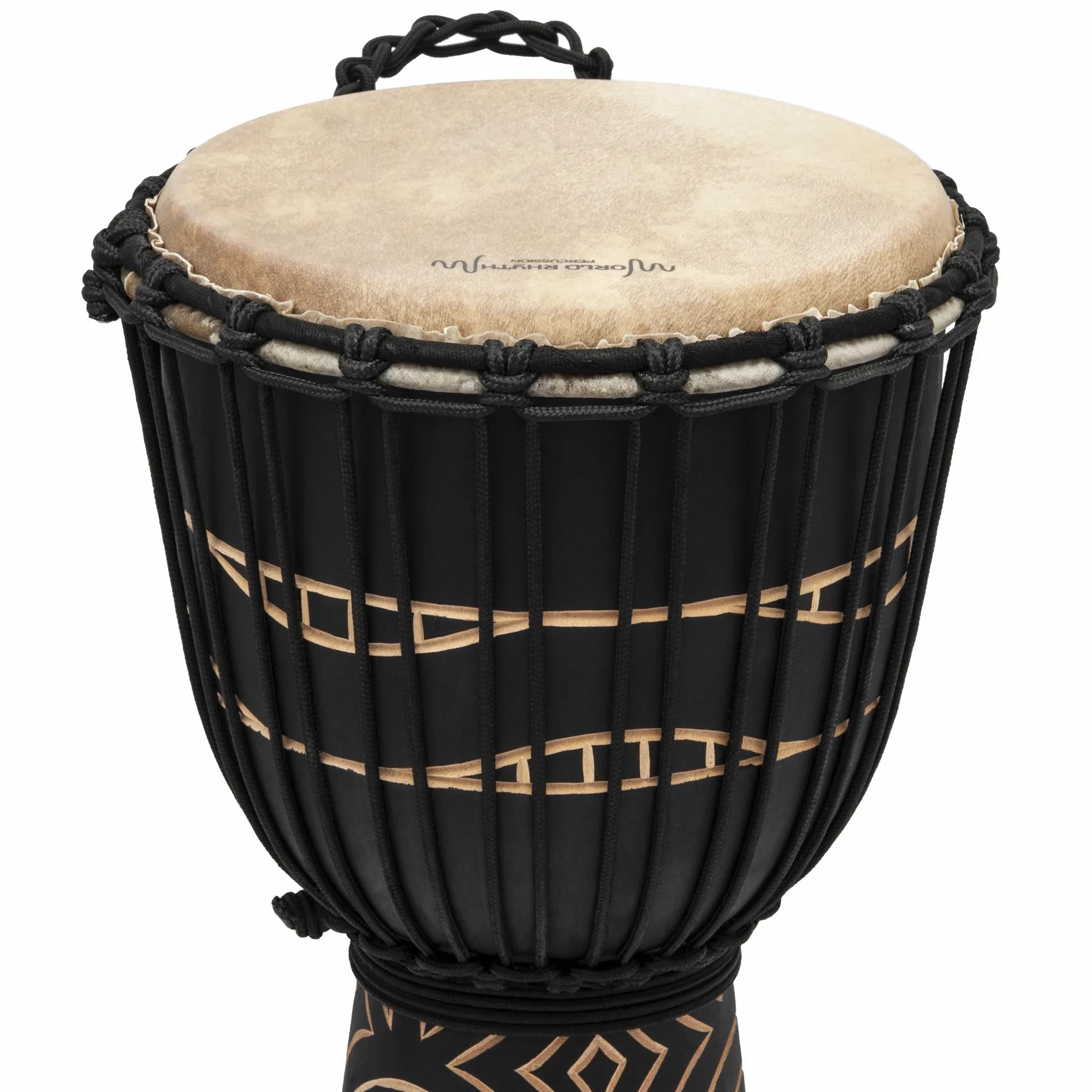 MDJ028 Tambor djembé de 9” (23cm) - Tambor de mano africano de madera de caoba - Swirl Black | MDJ028 - Djembé tallado a mano en caoba, estilo africano de 9", ideal para la escuela, actuaciones y percusión